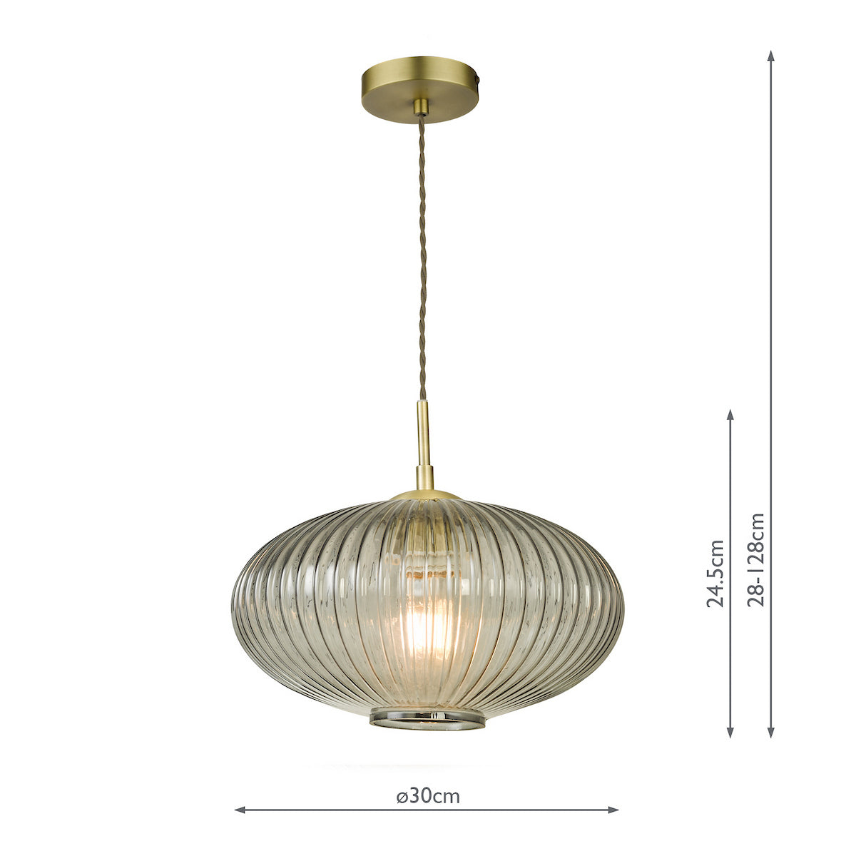 EDMOND 1LT PENDANT ANTIQUE BRASS RIBBED SMOKED GLA