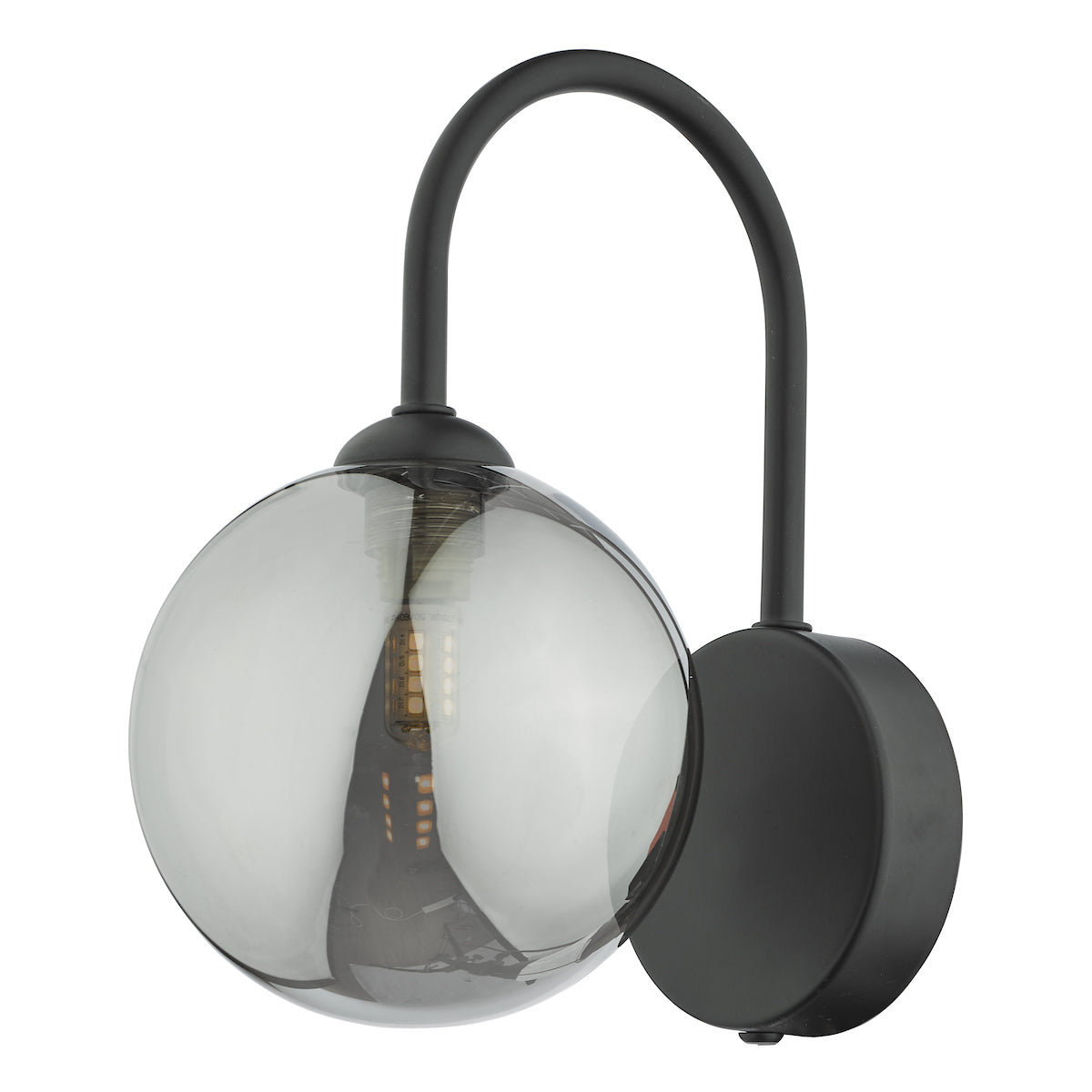 EISSA 1LT WALL LIGHT MATT BLACK MIRROR SMOKED GLAS