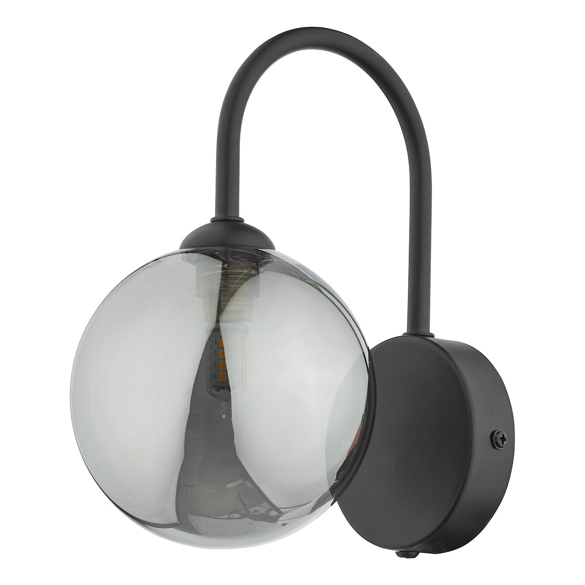 EISSA 1LT WALL LIGHT MATT BLACK MIRROR SMOKED GLAS