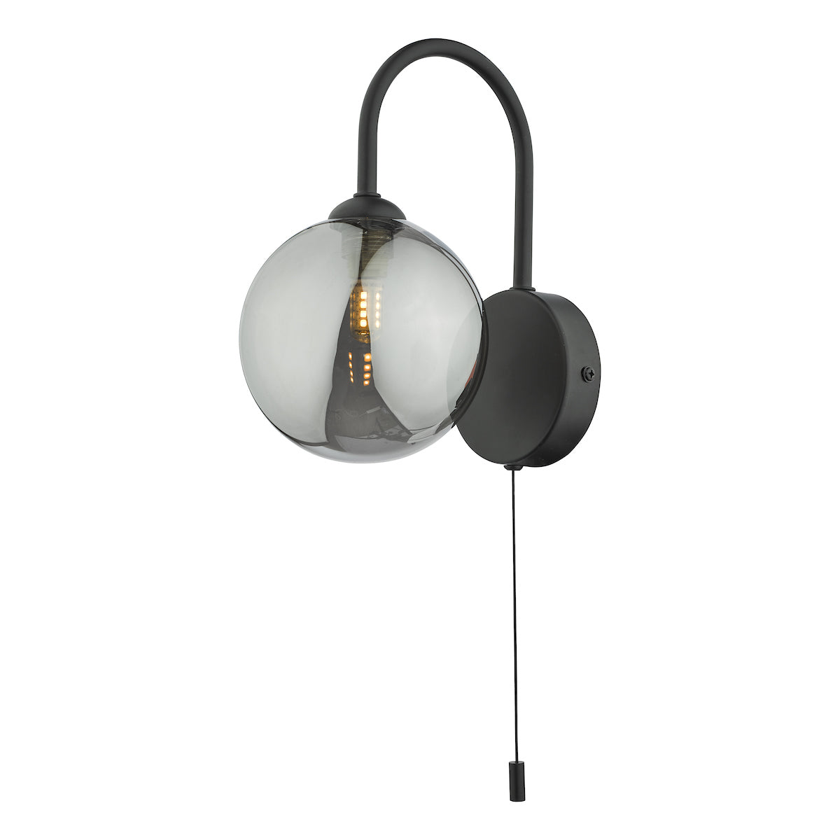 EISSA 1LT WALL LIGHT MATT BLACK MIRROR SMOKED GLAS