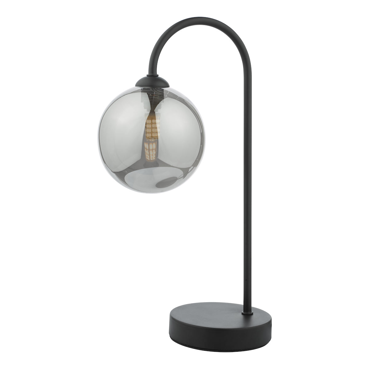 EISSA TOUCH TABLE LAMP MATT BLACK MIRROR SMOKED GL