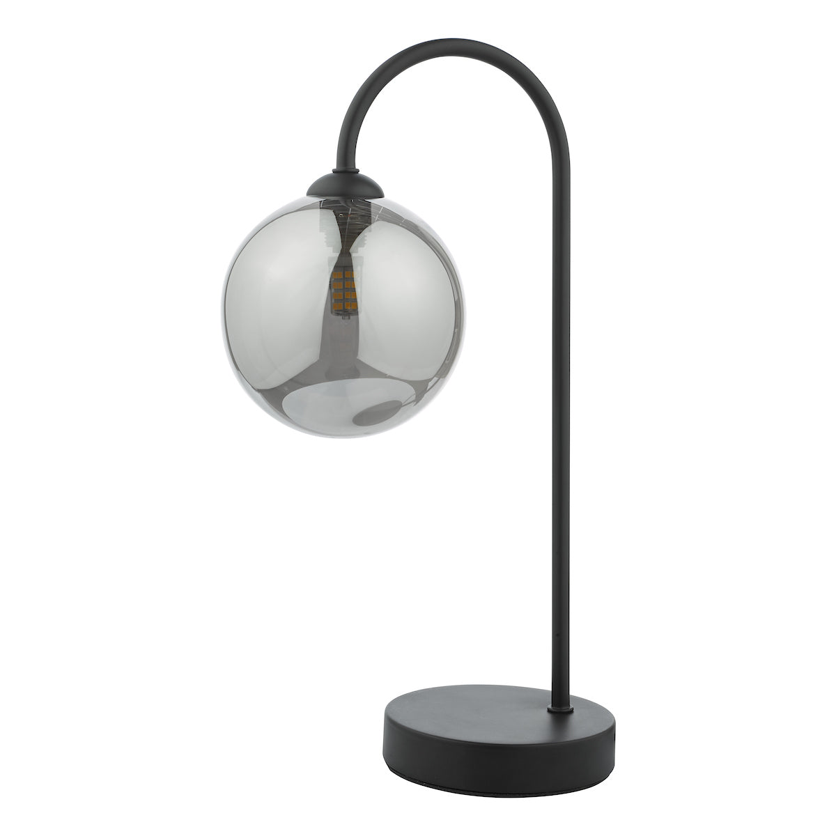 EISSA TOUCH TABLE LAMP MATT BLACK MIRROR SMOKED GL