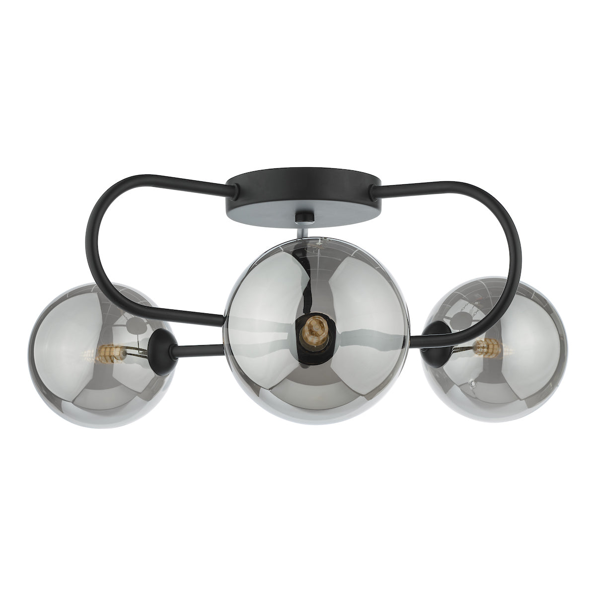 EISSA 3LT SEMI FLUSH MATT BLACK MIRROR SMOKED GLAS