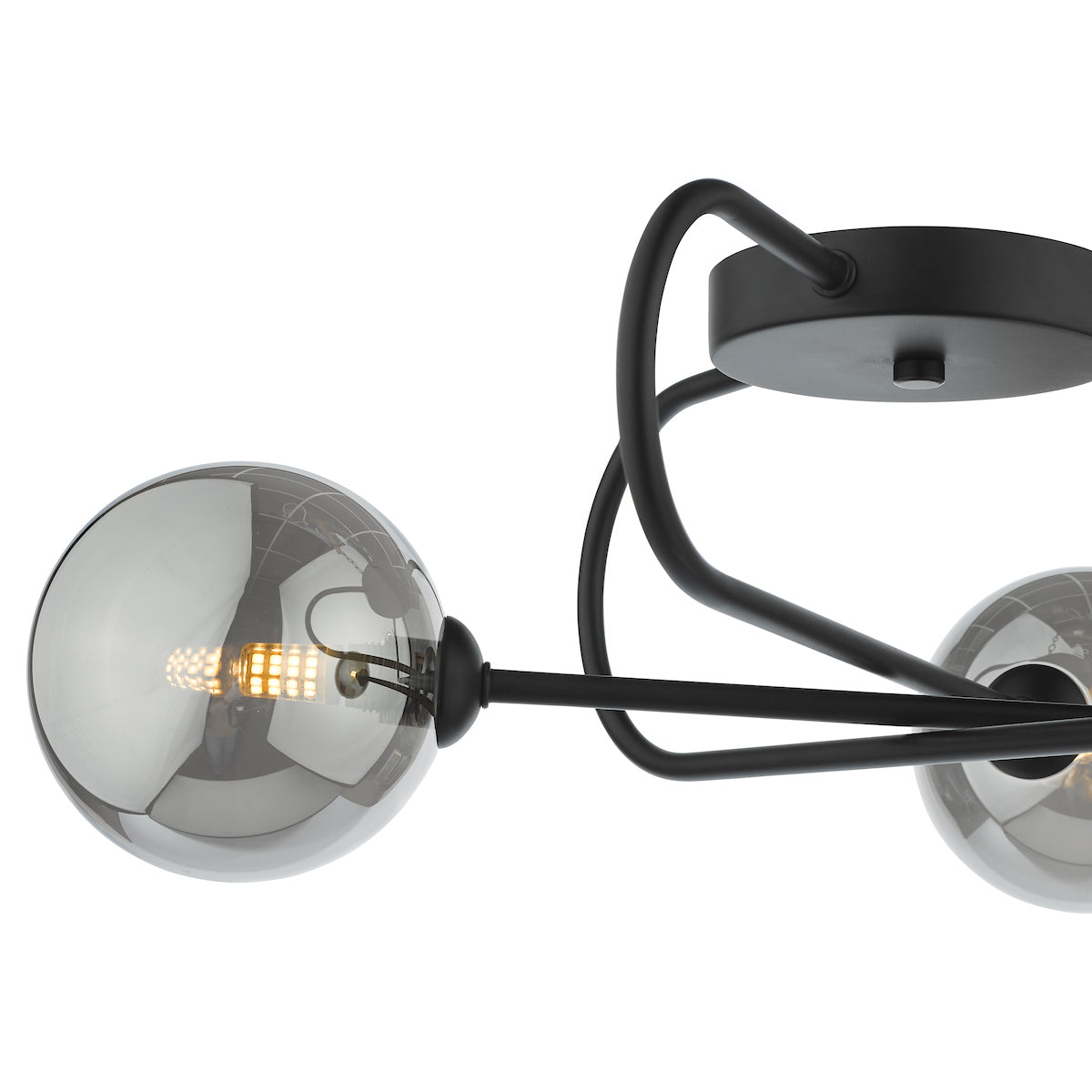 EISSA 3LT SEMI FLUSH MATT BLACK MIRROR SMOKED GLAS