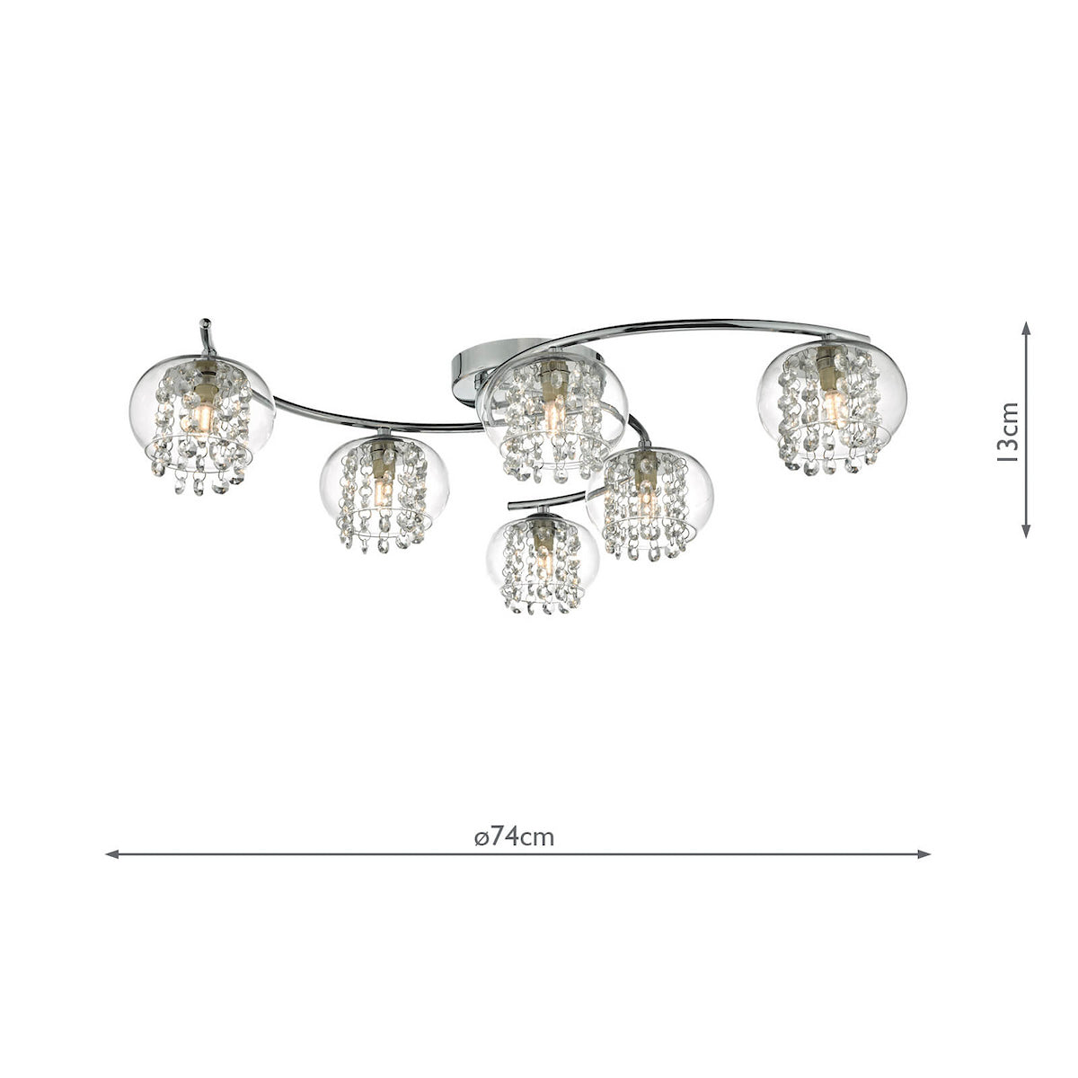 ELMA 6LT SEMI FLUSH POL CHR/ CLR