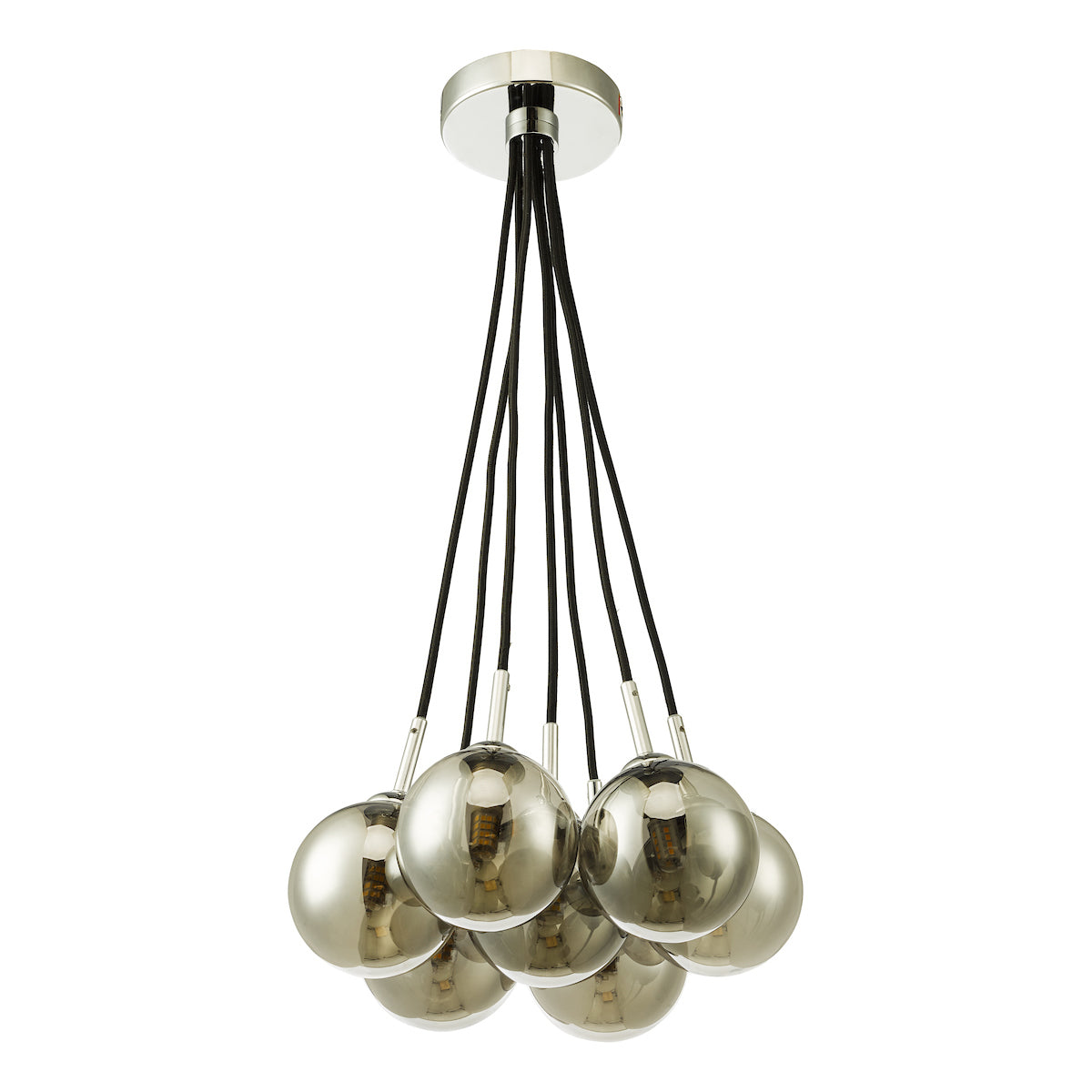 ELPIS 7LT CLUSTER PENDANT POL CHR CW SMOKED GLASS
