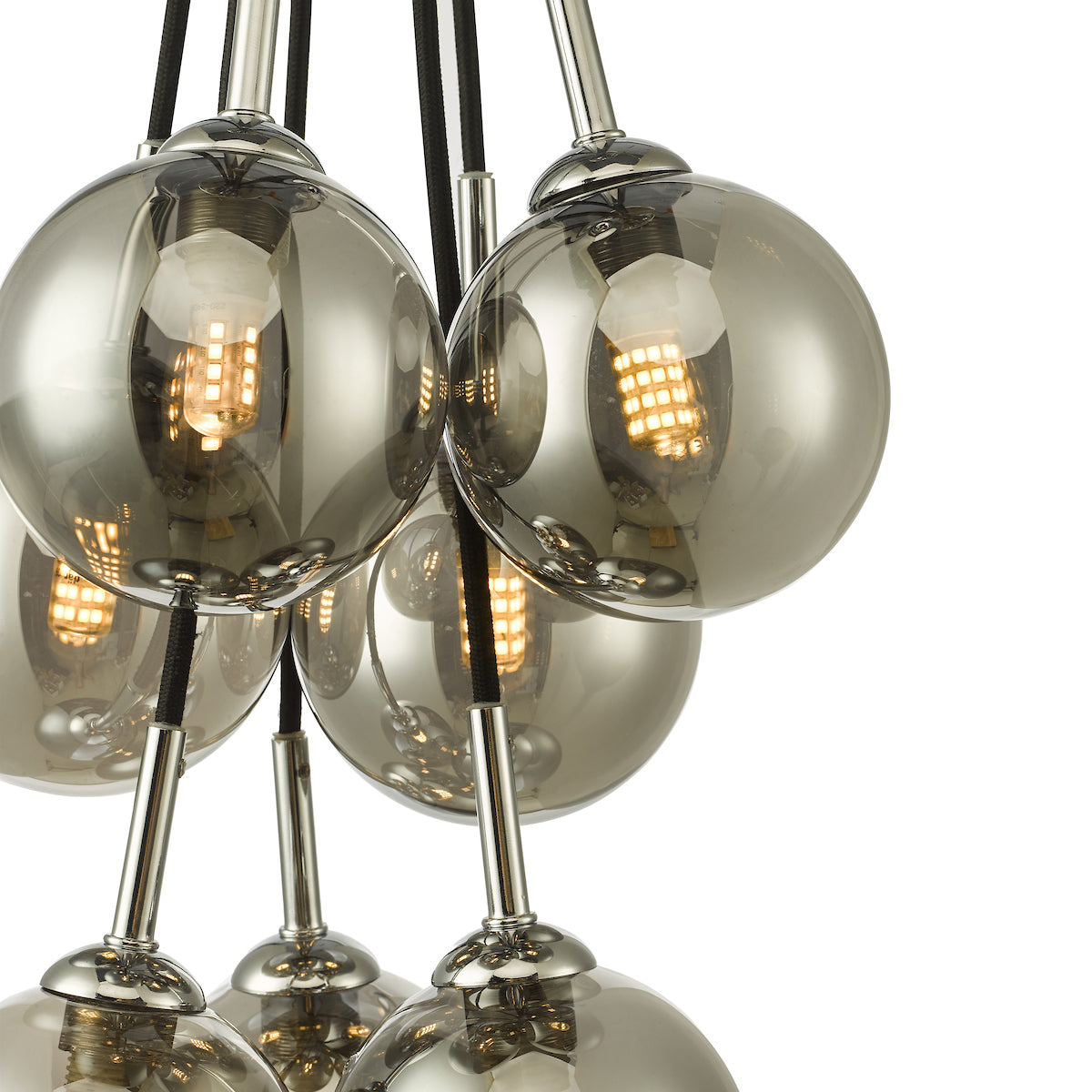 ELPIS 7LT CLUSTER PENDANT POL CHR CW SMOKED GLASS