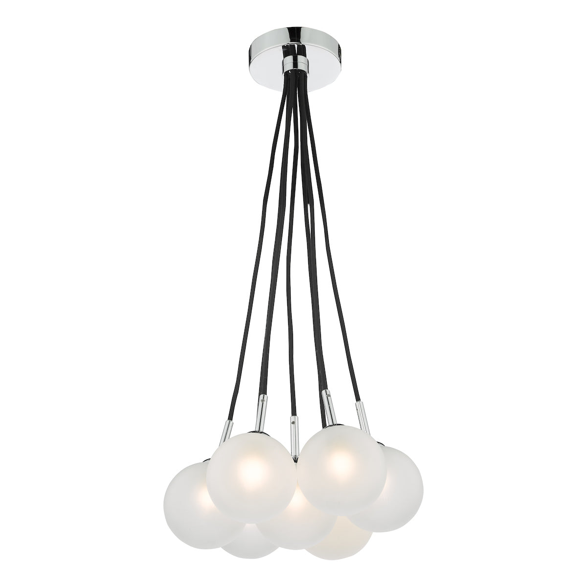 ELPIS 7LT CLUSTER PENDANT POL CHR CW OPAL GLASS