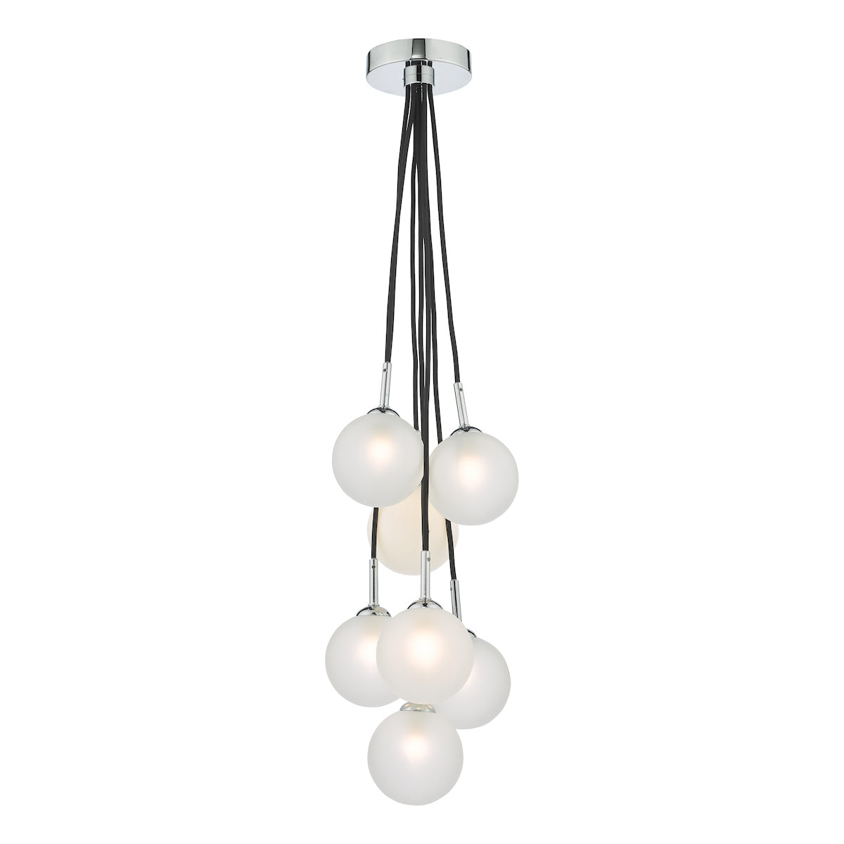 ELPIS 7LT CLUSTER PENDANT POL CHR CW OPAL GLASS