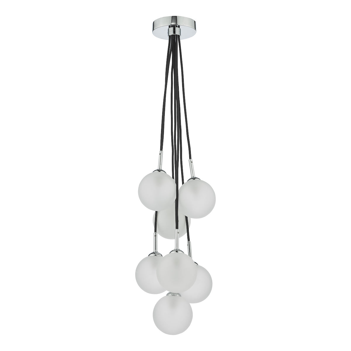 ELPIS 7LT CLUSTER PENDANT POL CHR CW OPAL GLASS