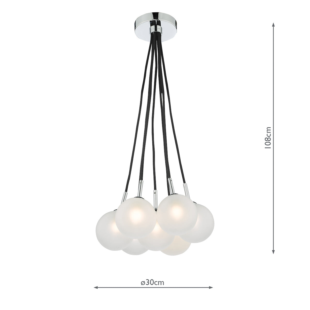 ELPIS 7LT CLUSTER PENDANT POL CHR CW OPAL GLASS