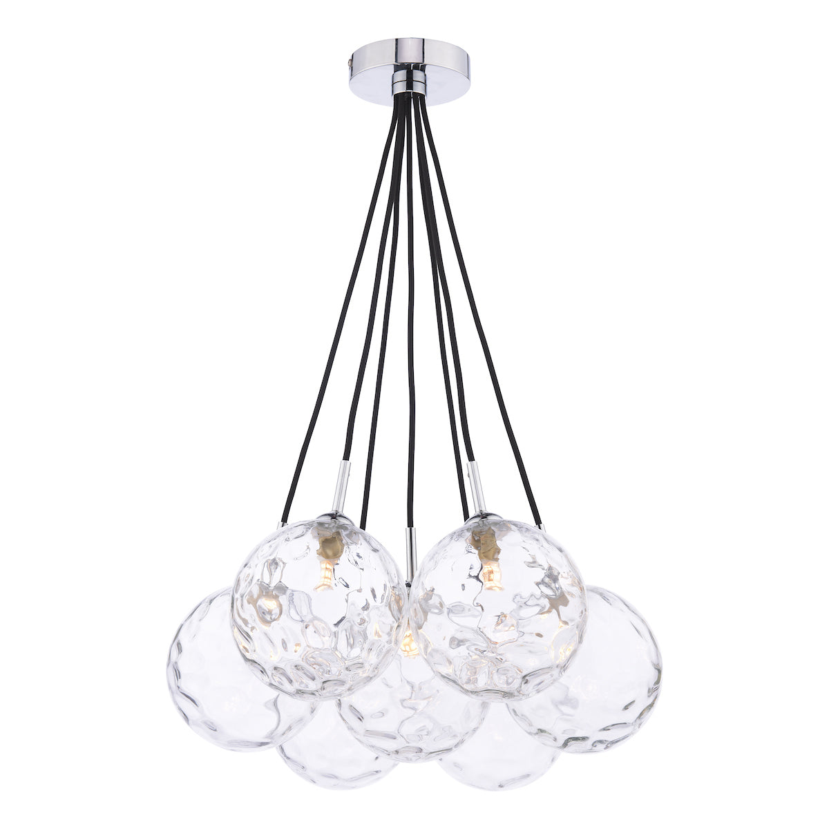 ELPIS 7LT CLUSTER PENDANT POL CHR CW CLEAR GLS 150