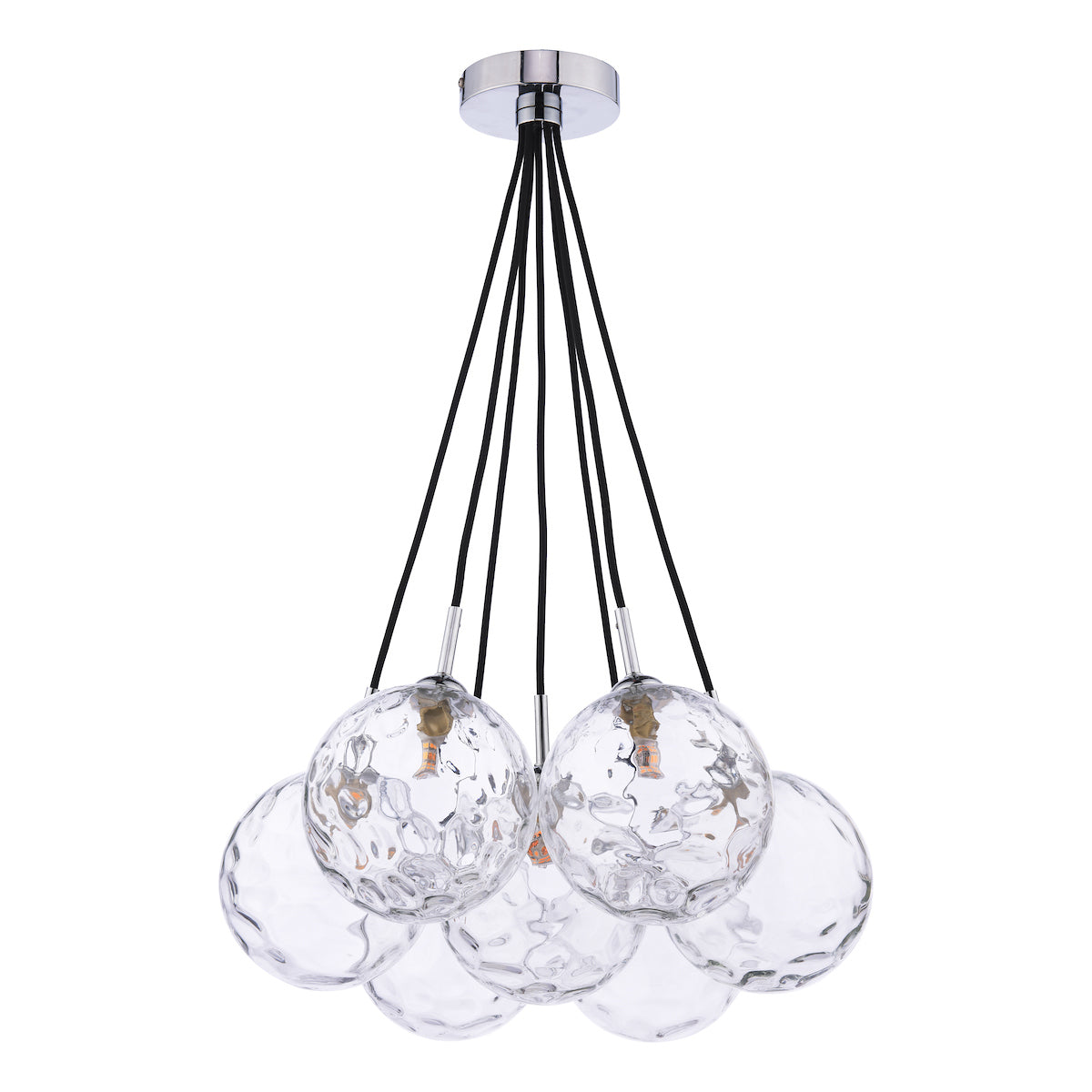 ELPIS 7LT CLUSTER PENDANT POL CHR CW CLEAR GLS 150