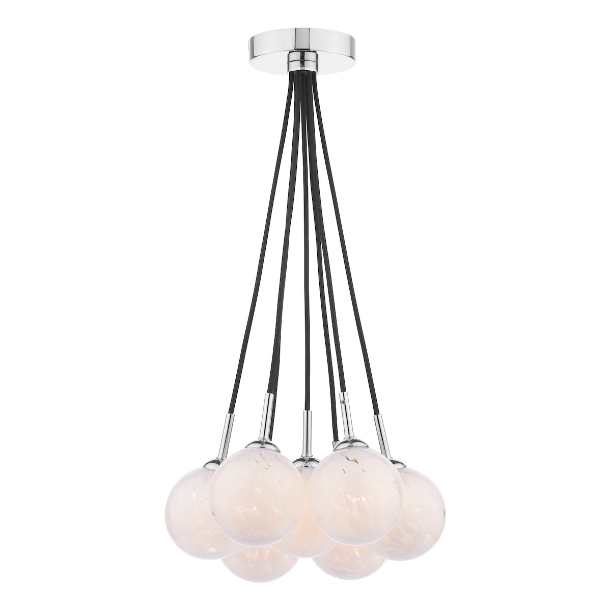 ELPIS 7LT CLUSTER PENDANT POL CHR CW CONFETTI GLAS