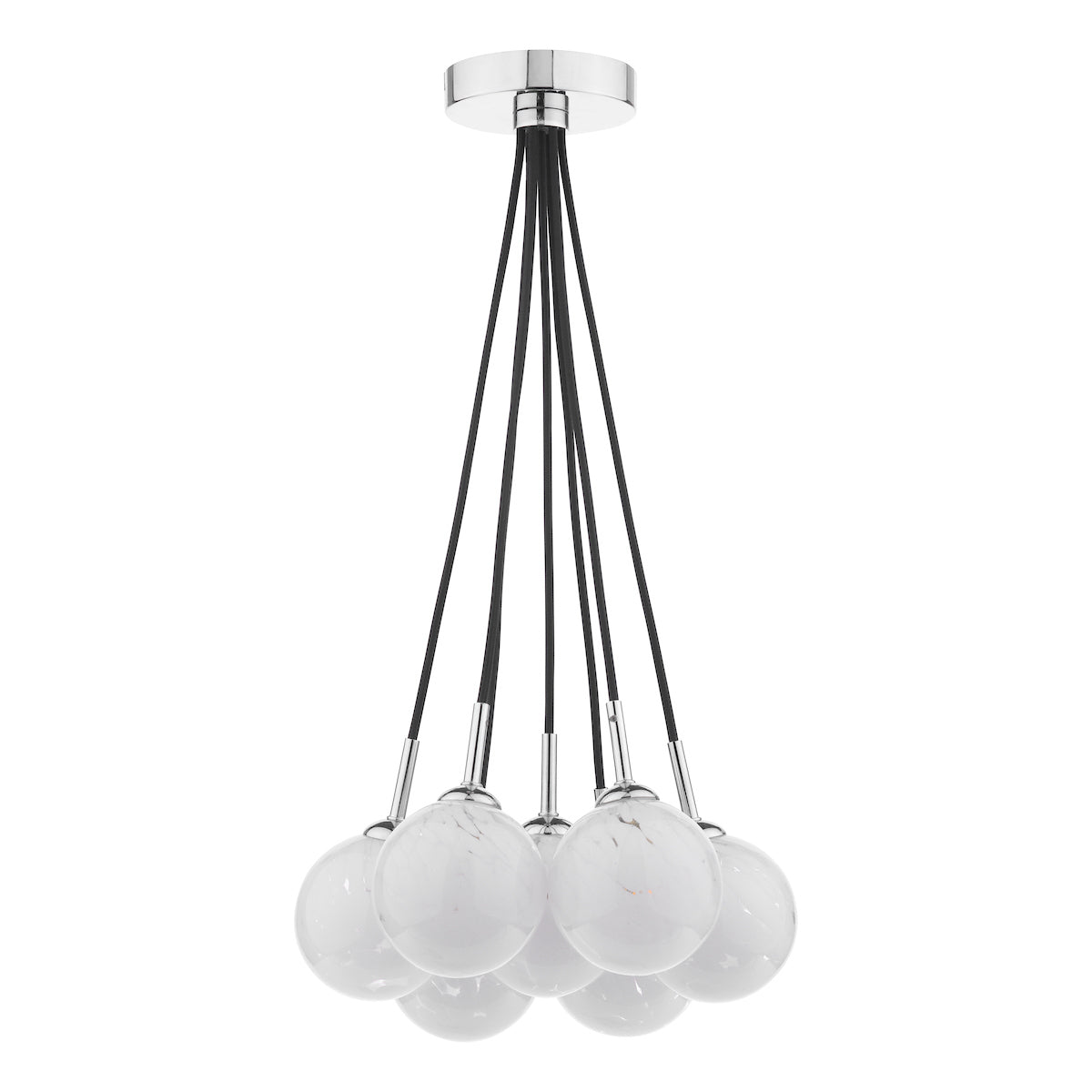 ELPIS 7LT CLUSTER PENDANT POL CHR CW CONFETTI GLAS