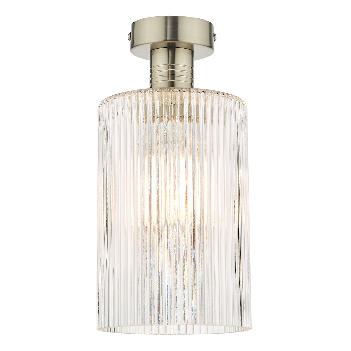 EMERSON 1LT SEMI FLUSH ANTIQUE CHROME CW CYLINDER