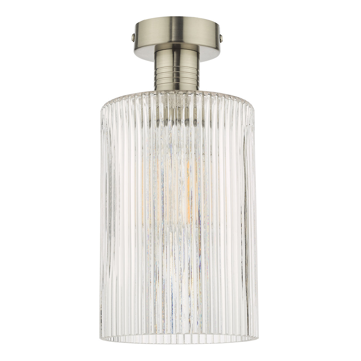 EMERSON 1LT SEMI FLUSH ANTIQUE CHROME CW CYLINDER