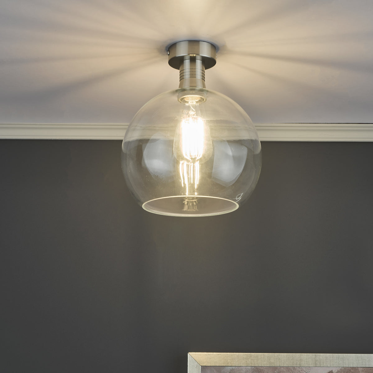EMERSON 1LT SEMI FLUSH ANTIQUE CHROME CW ROUND CLE