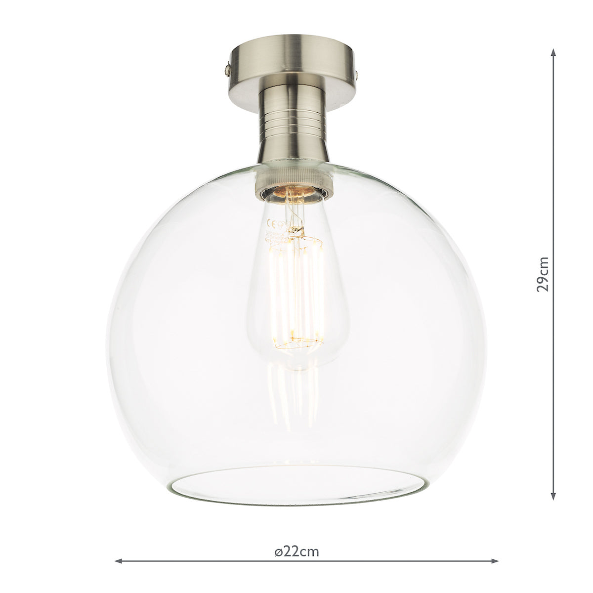EMERSON 1LT SEMI FLUSH ANTIQUE CHROME CW ROUND CLE