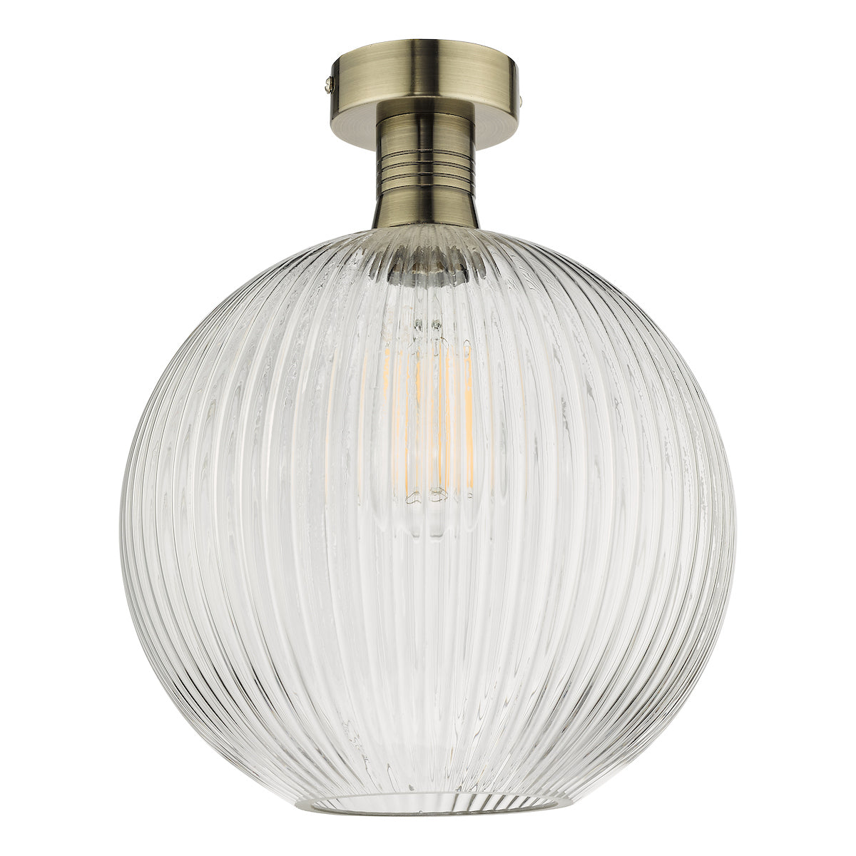 EMERSON 1LT SEMI FLUSH ANTIQUE BRASS CW ROUND RIBB