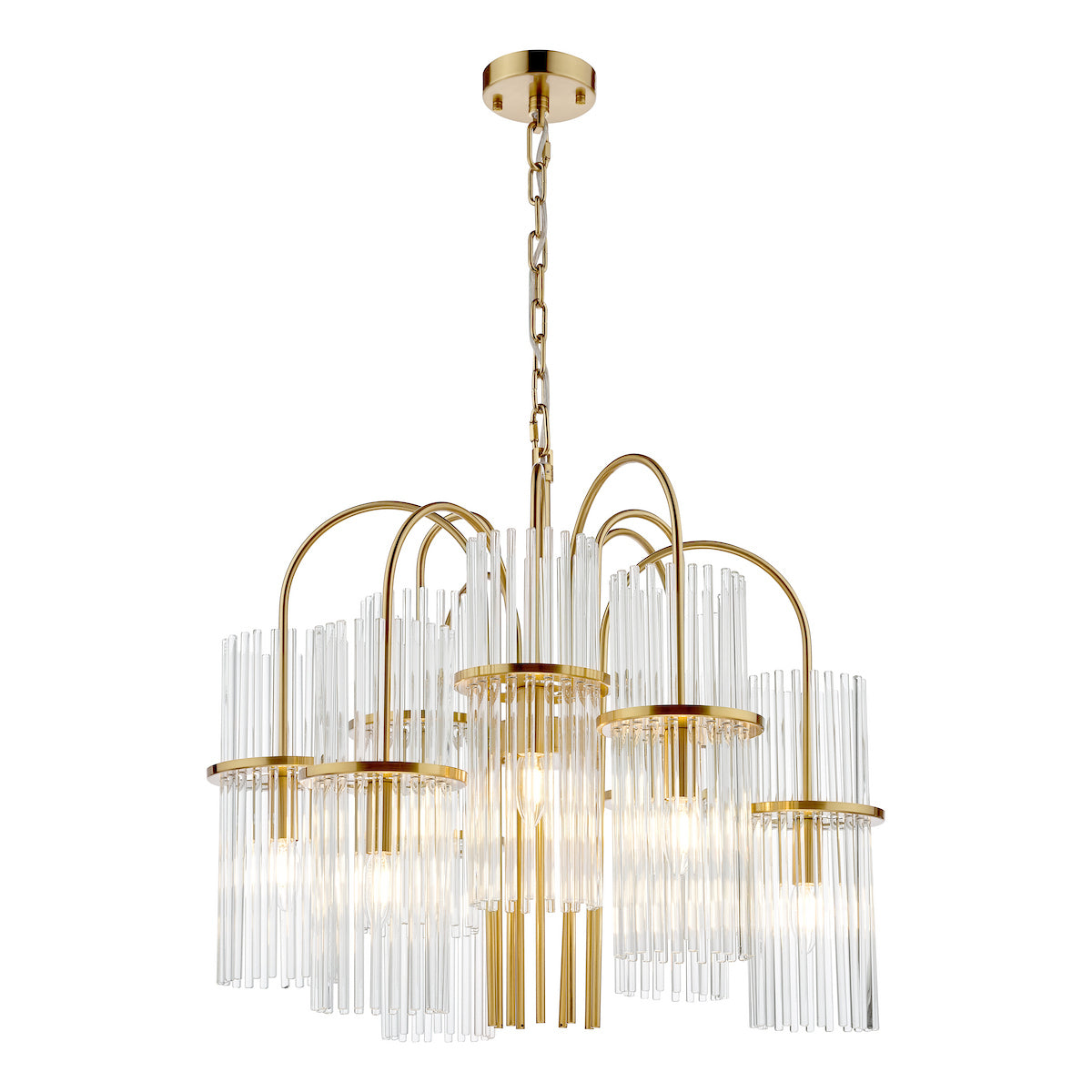 ENIOLA 9LT PENDANT NATURAL BRASS & CLEAR GLASS