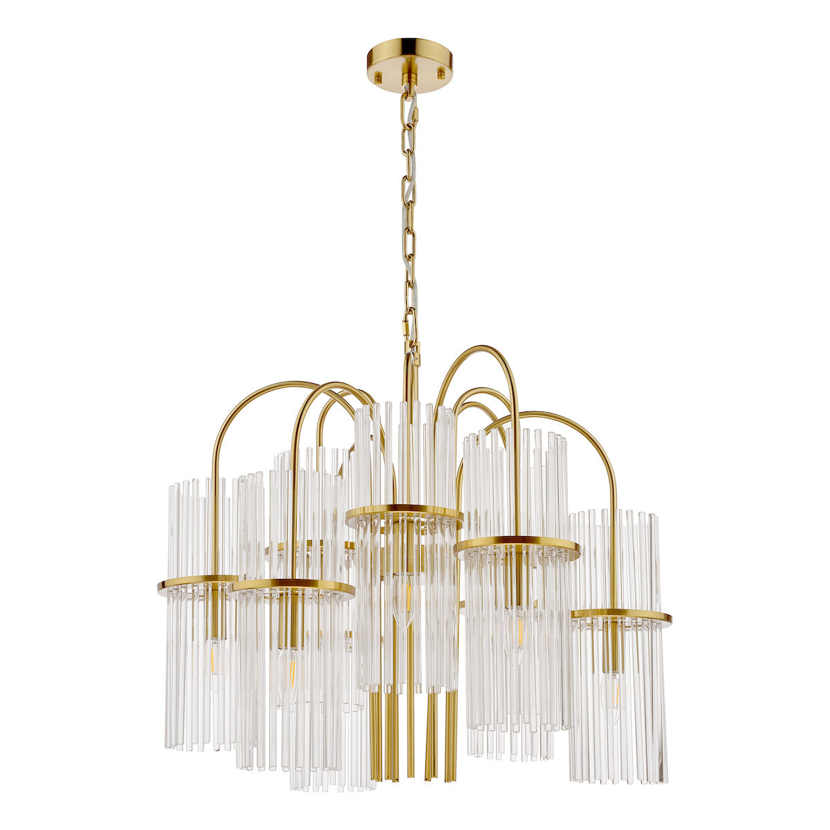 ENIOLA 9LT PENDANT NATURAL BRASS & CLEAR GLASS
