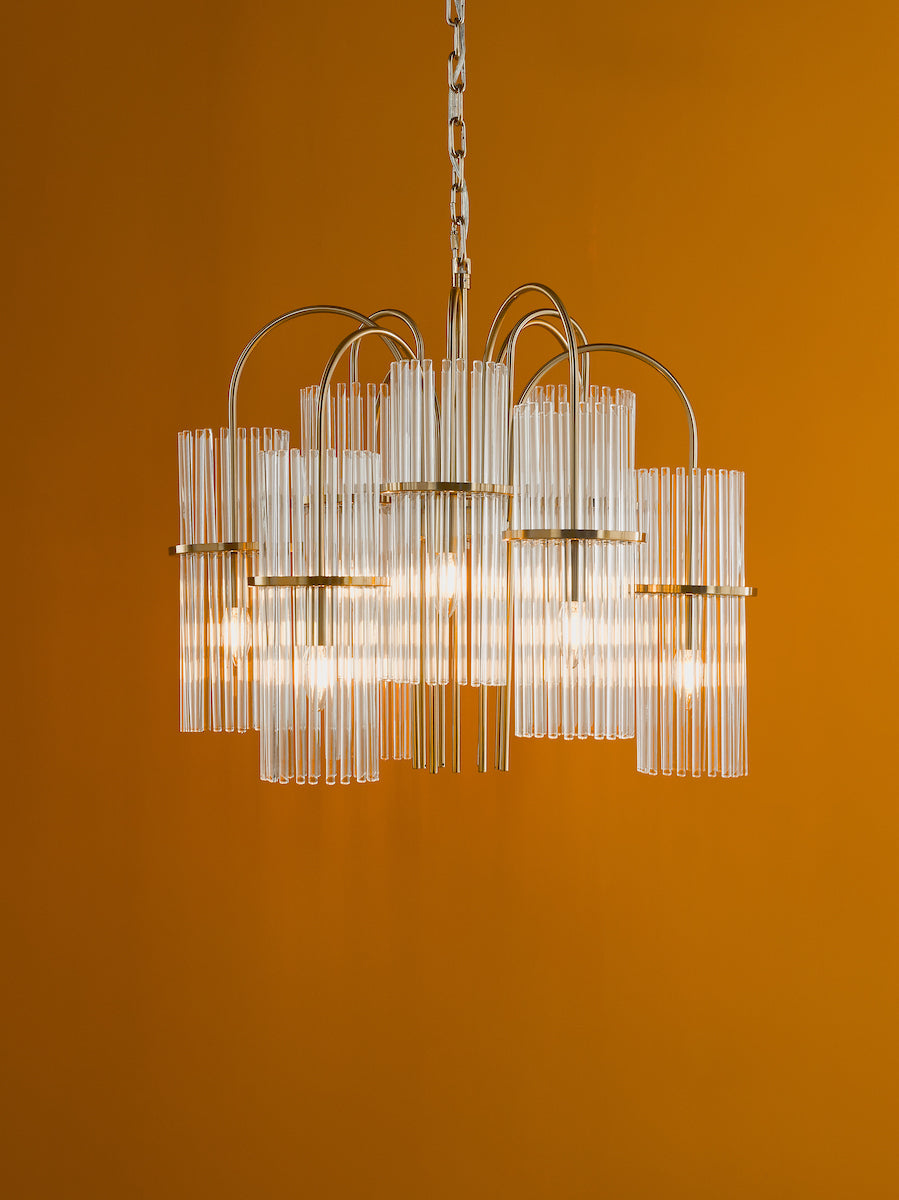 ENIOLA 9LT PENDANT NATURAL BRASS & CLEAR GLASS