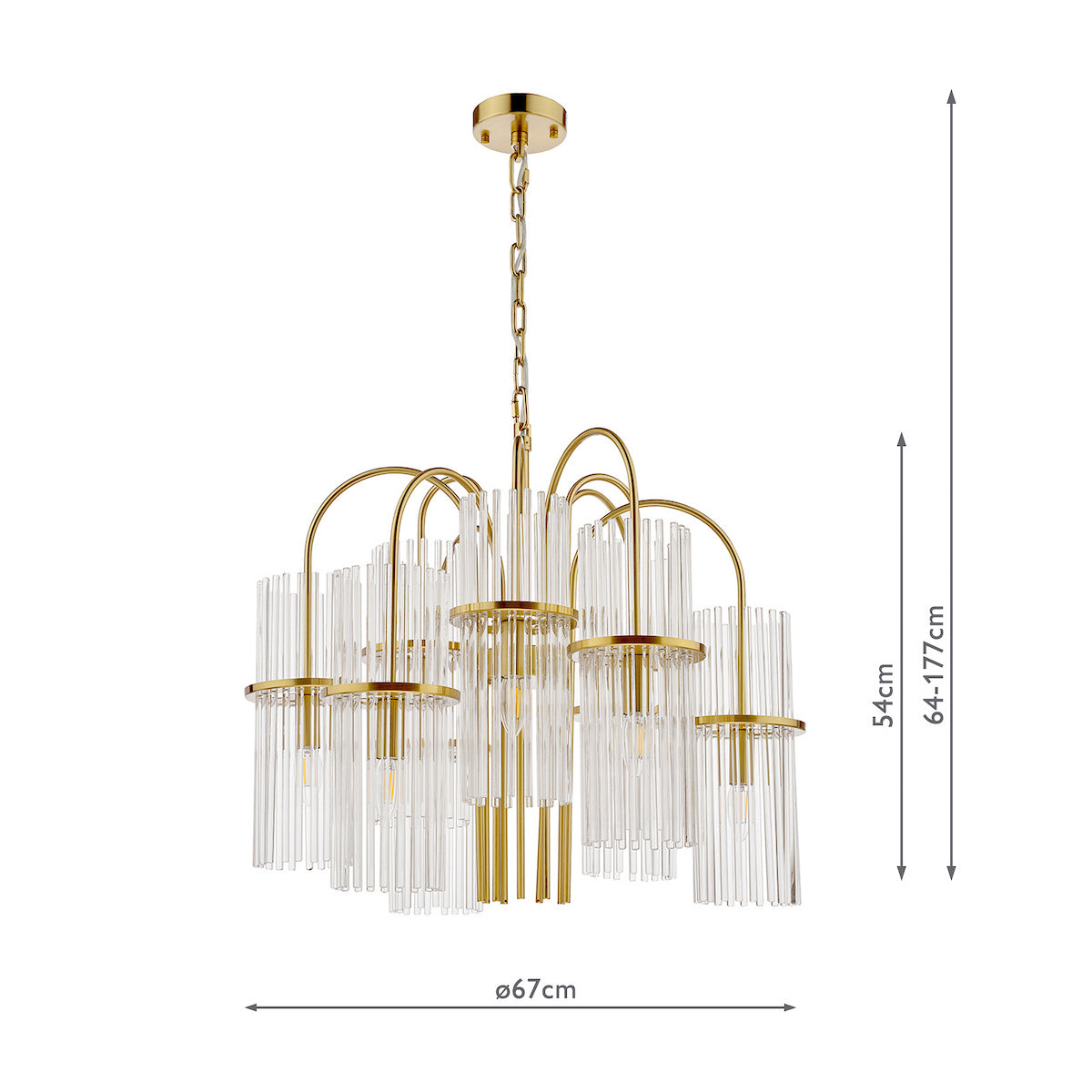 ENIOLA 9LT PENDANT NATURAL BRASS & CLEAR GLASS
