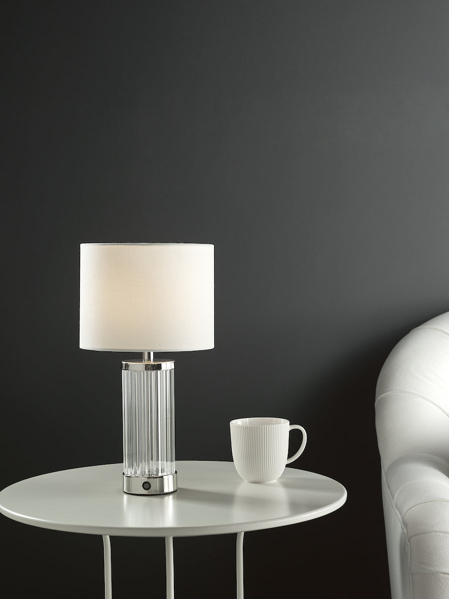ENRICO BATTERY LED TABLE LAMP CW SHD POL NICKEL