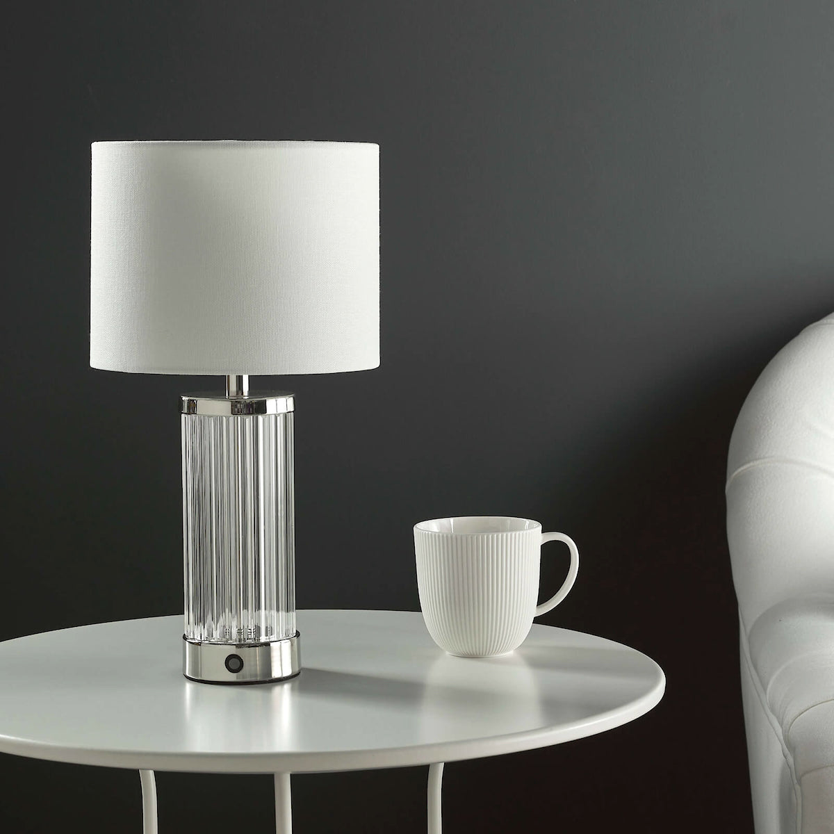ENRICO BATTERY LED TABLE LAMP CW SHD POL NICKEL