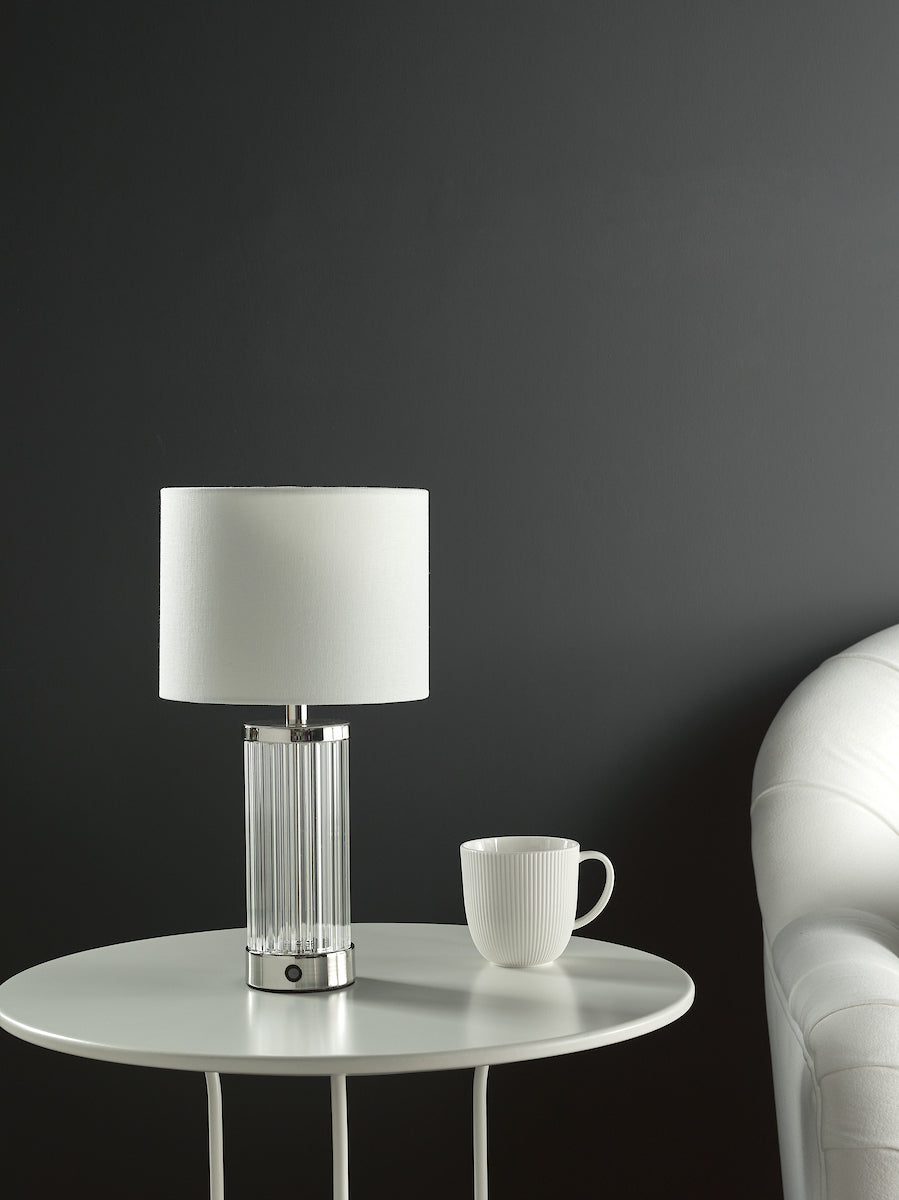 ENRICO BATTERY LED TABLE LAMP CW SHD POL NICKEL