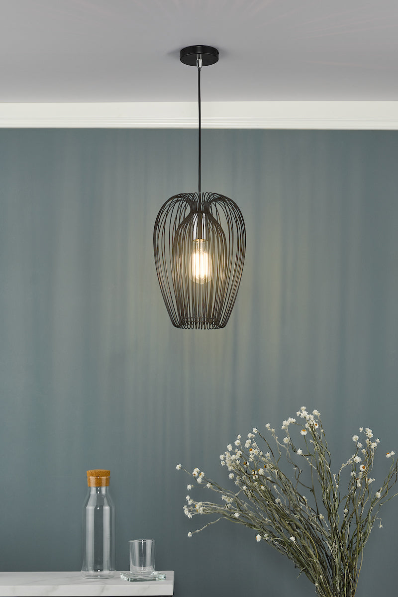 ERO 1LT PENDANT BLACK AND CHROME