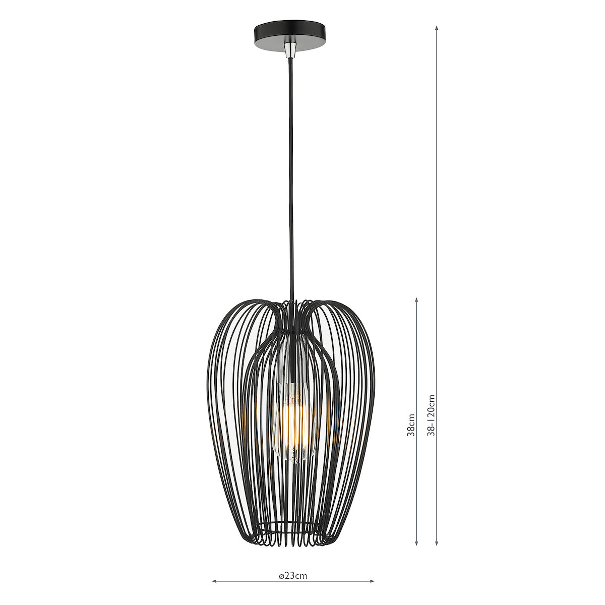 ERO 1LT PENDANT BLACK AND CHROME