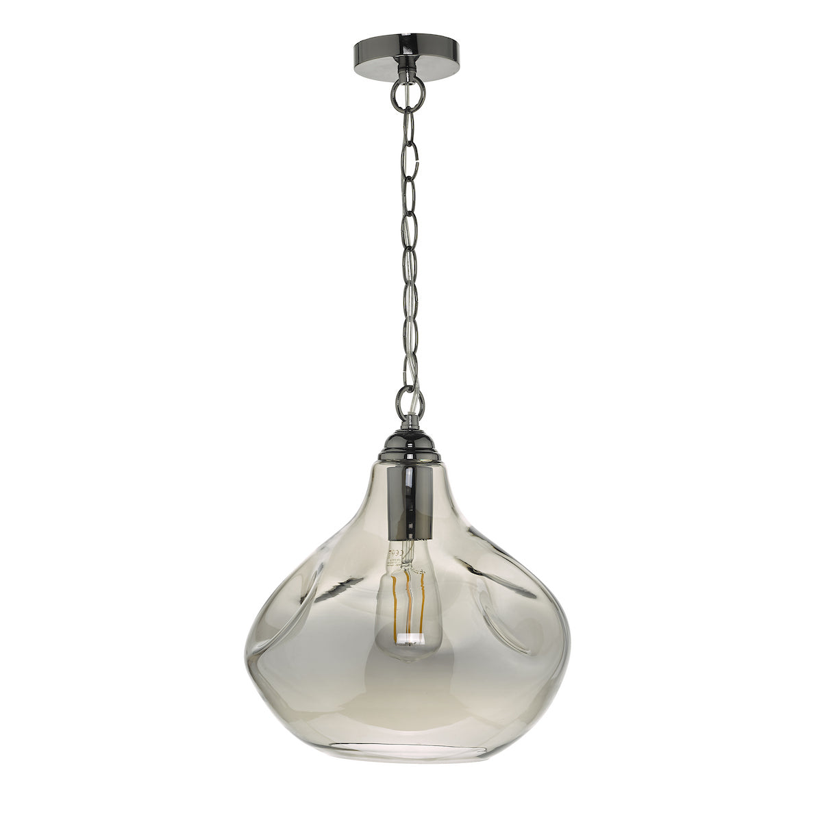 ESAROSA 1LT PENDANT BLACK CHROME & SMOKED GLASS