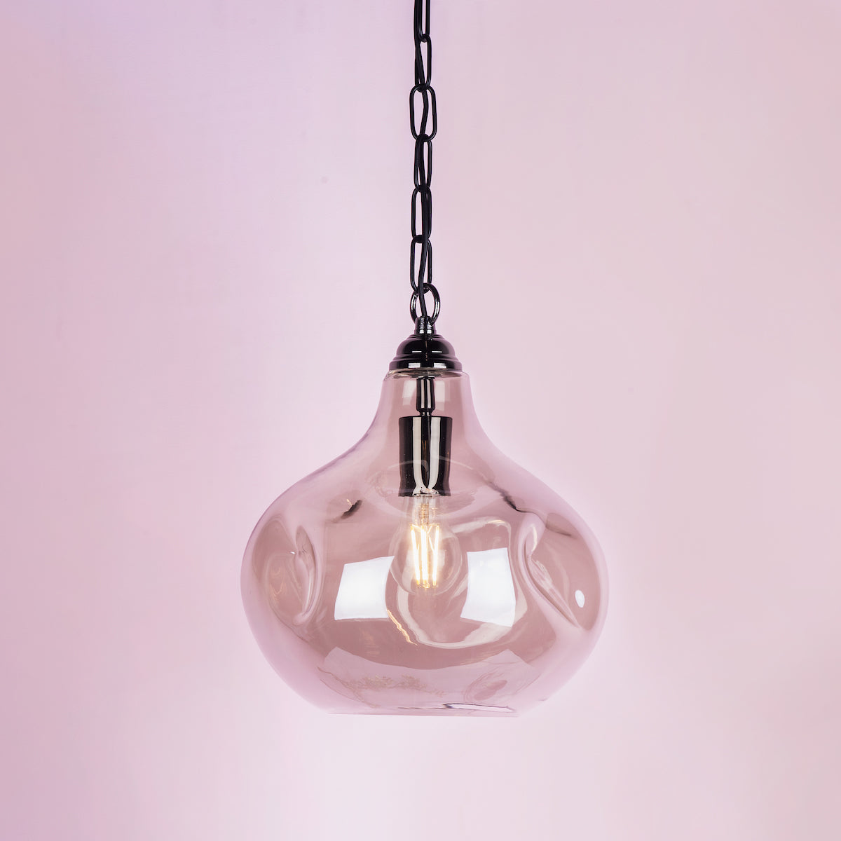 ESAROSA 1LT PENDANT BLACK CHROME & SMOKED GLASS