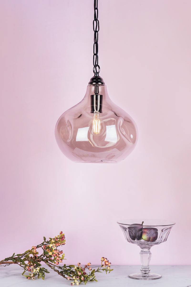ESAROSA 1LT PENDANT BLACK CHROME & SMOKED GLASS