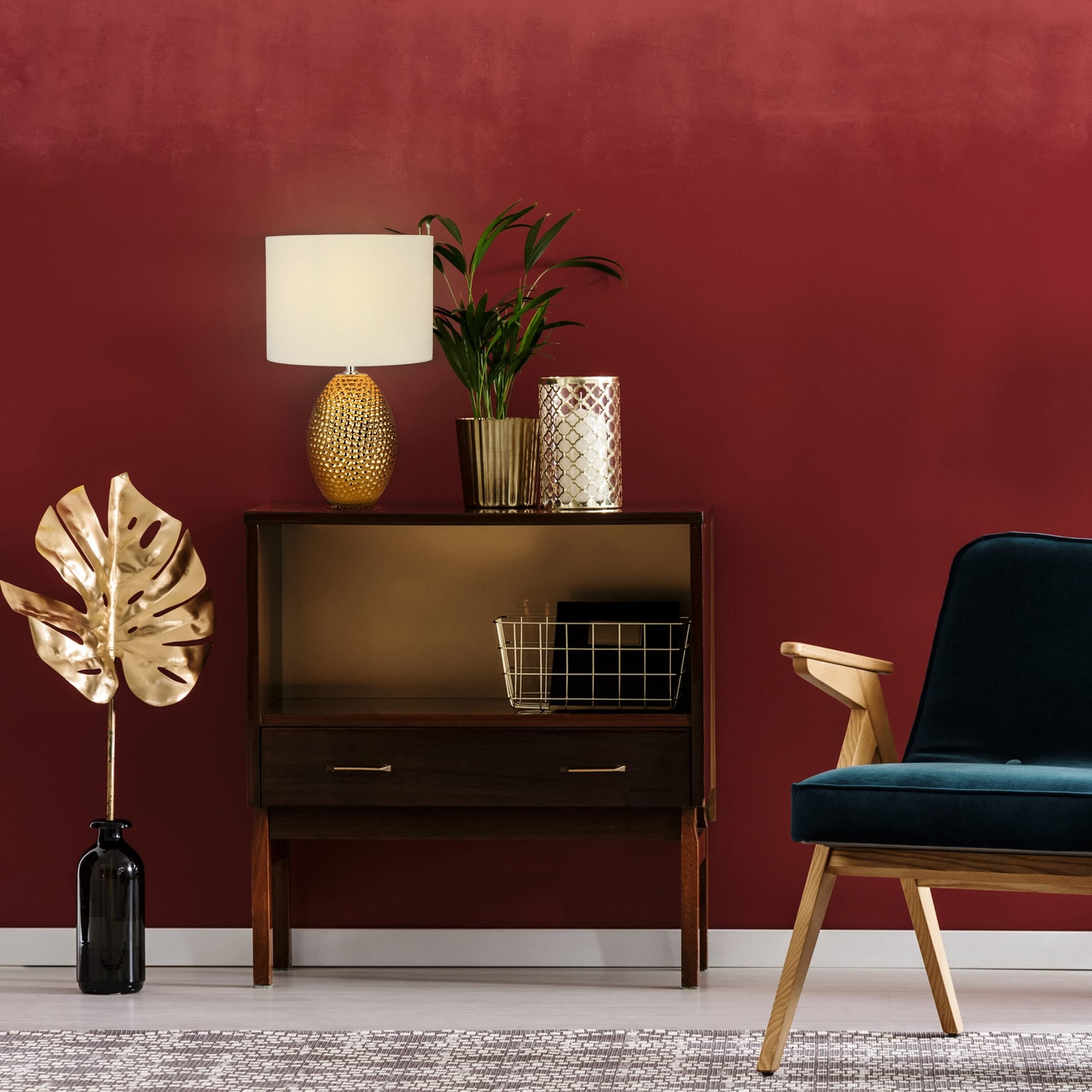 Nadine Table Lamp - Gold Ceramic & Cream Fabric Shade