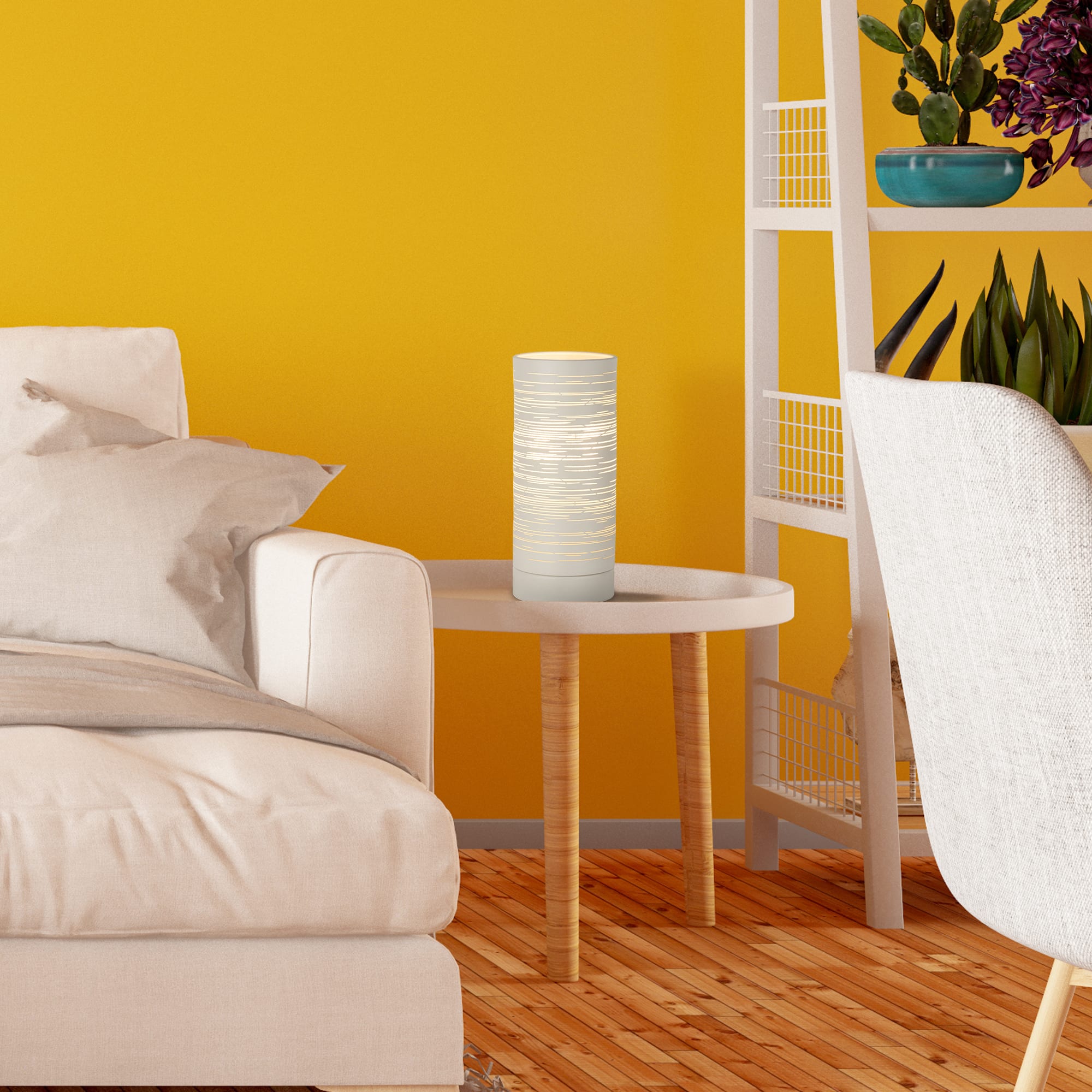 Savvy Table Lamp - Scratched White Metal