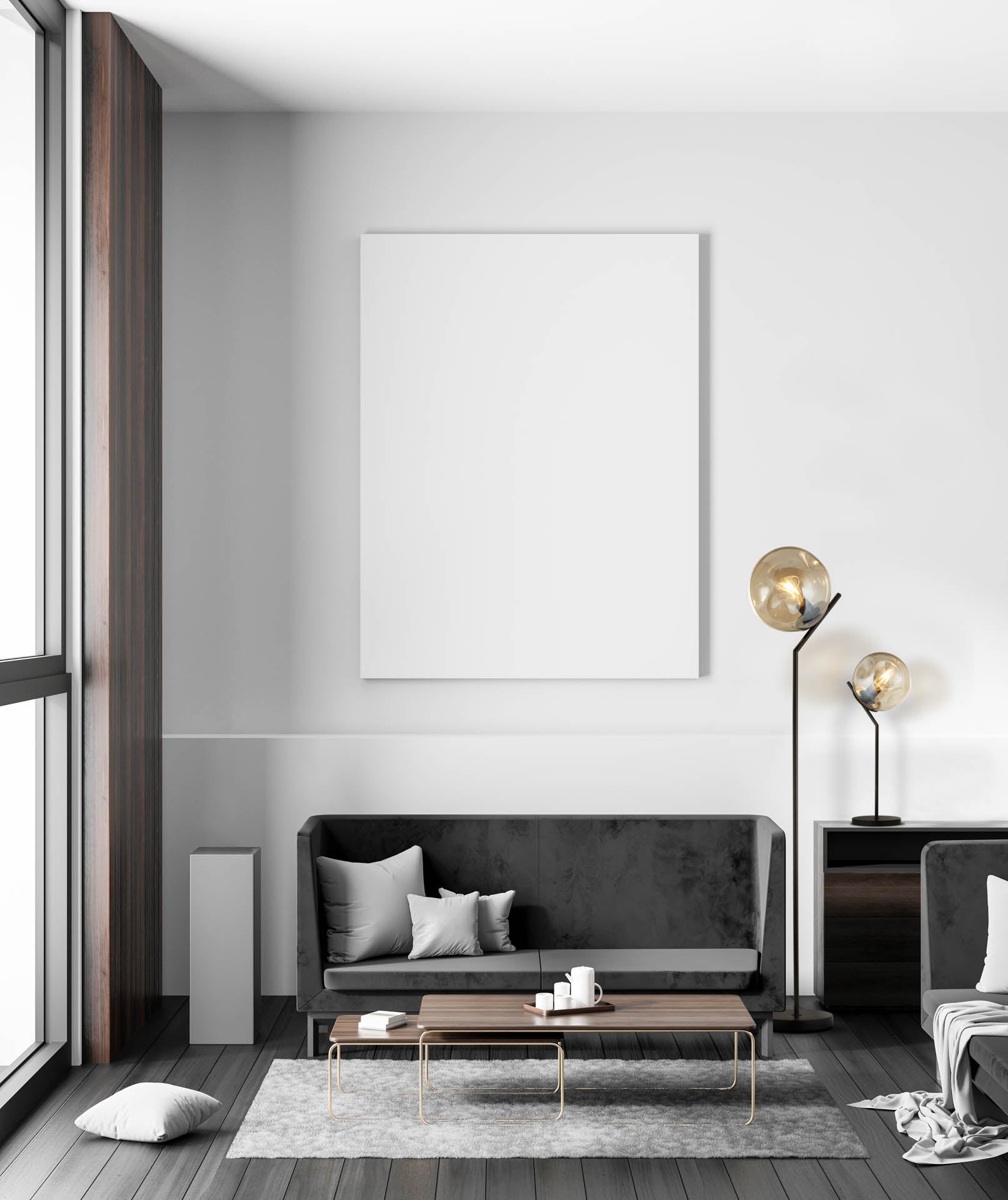 Punch Floor Lamp - Black Metal & Champagne Punched Glass