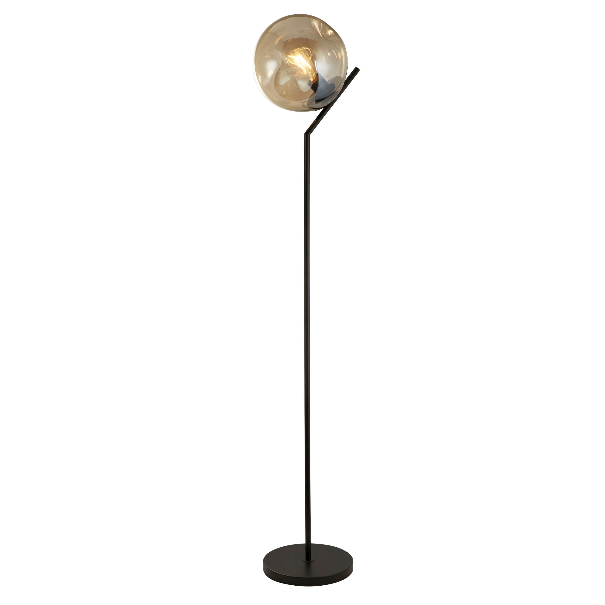 Punch Floor Lamp - Black Metal & Champagne Punched Glass
