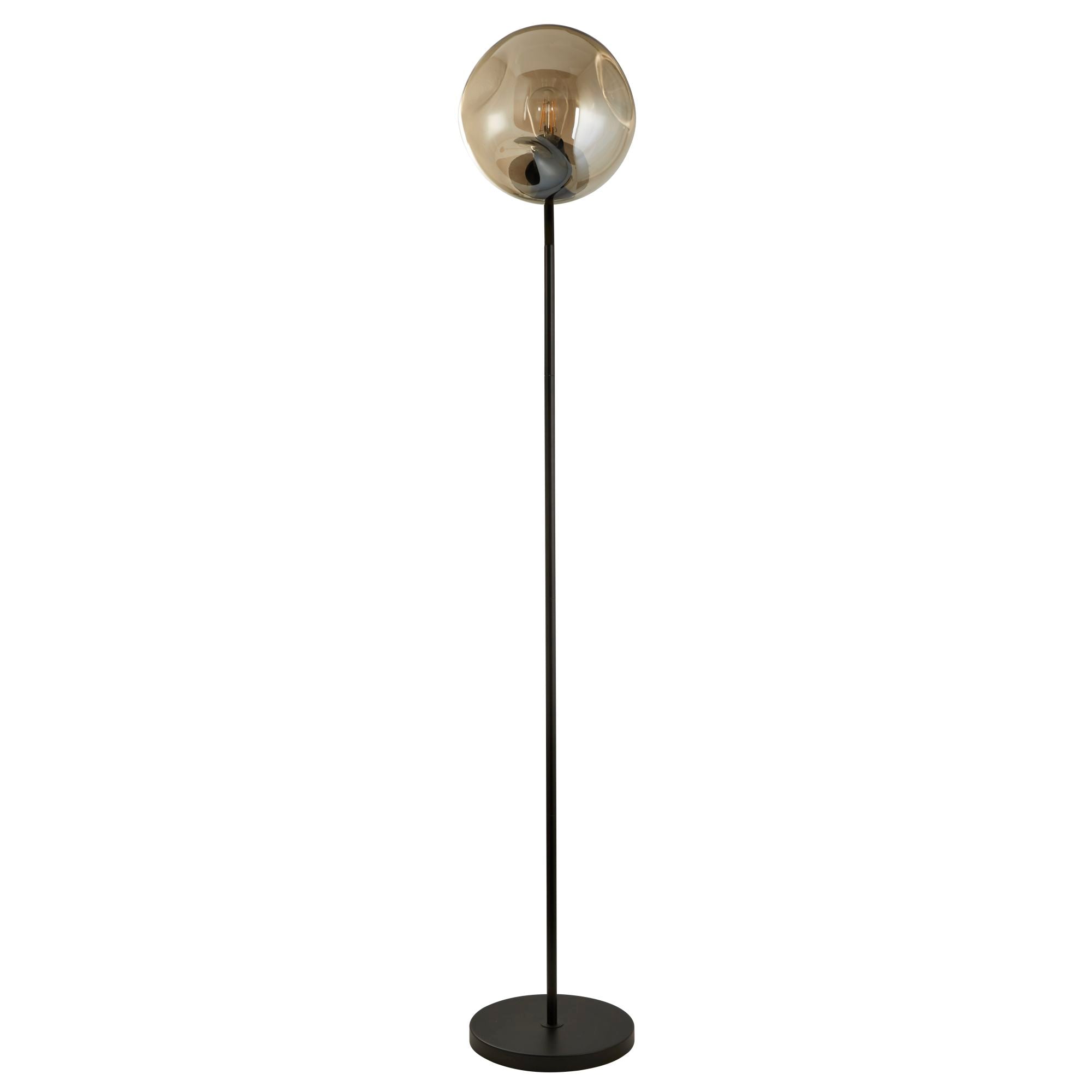 Punch Floor Lamp - Black Metal & Champagne Punched Glass