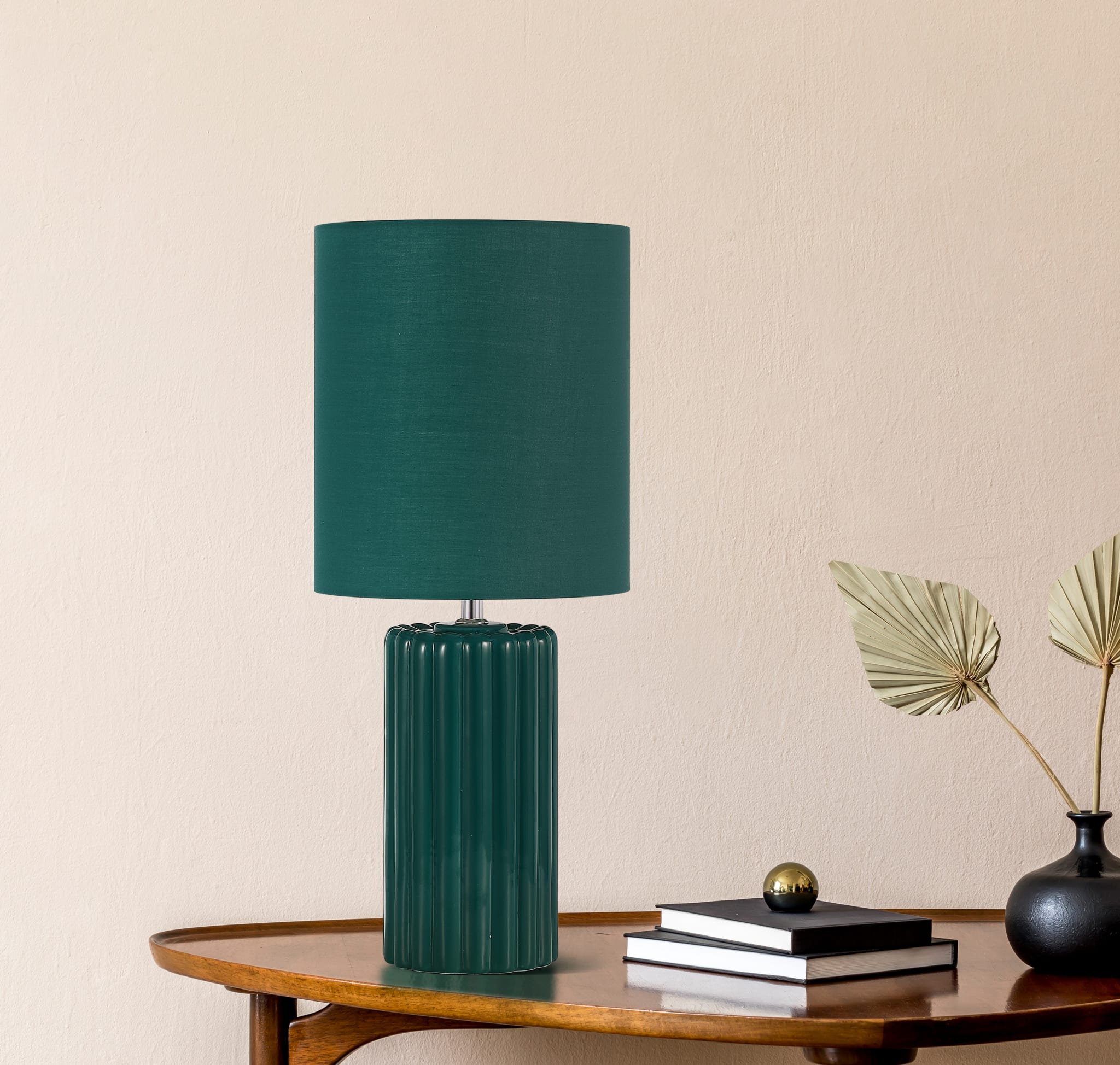Groove 1Lt Table Lamp, Olive Green with matching Shade
