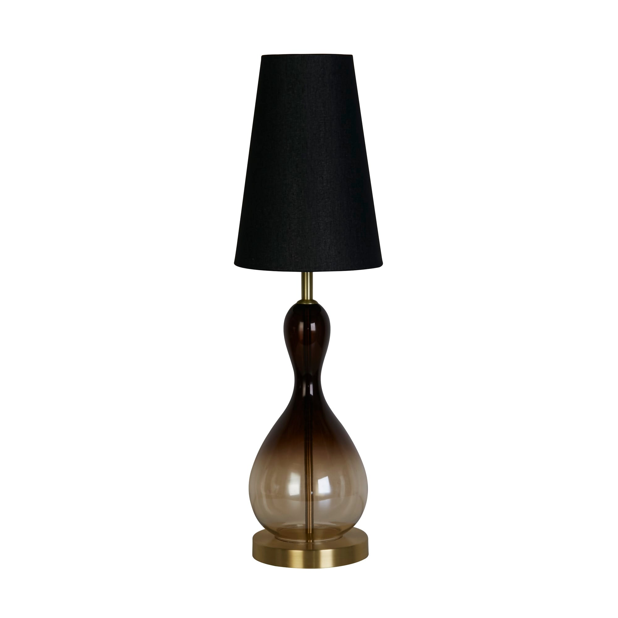 Marakesh 1Lt Table Lamp Satin Brass Metal Black Ombre Glass