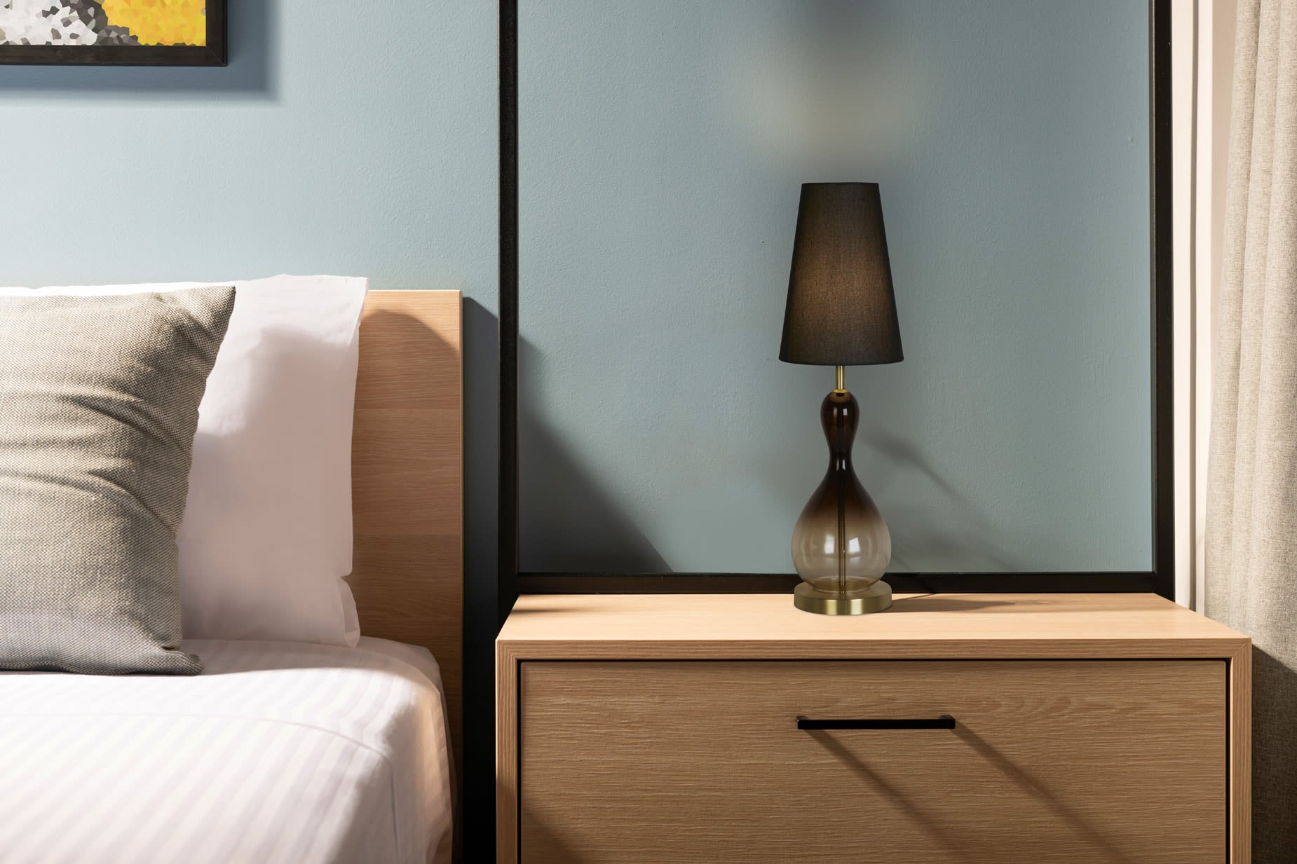 Marakesh 1Lt Table Lamp Satin Brass Metal Black Ombre Glass