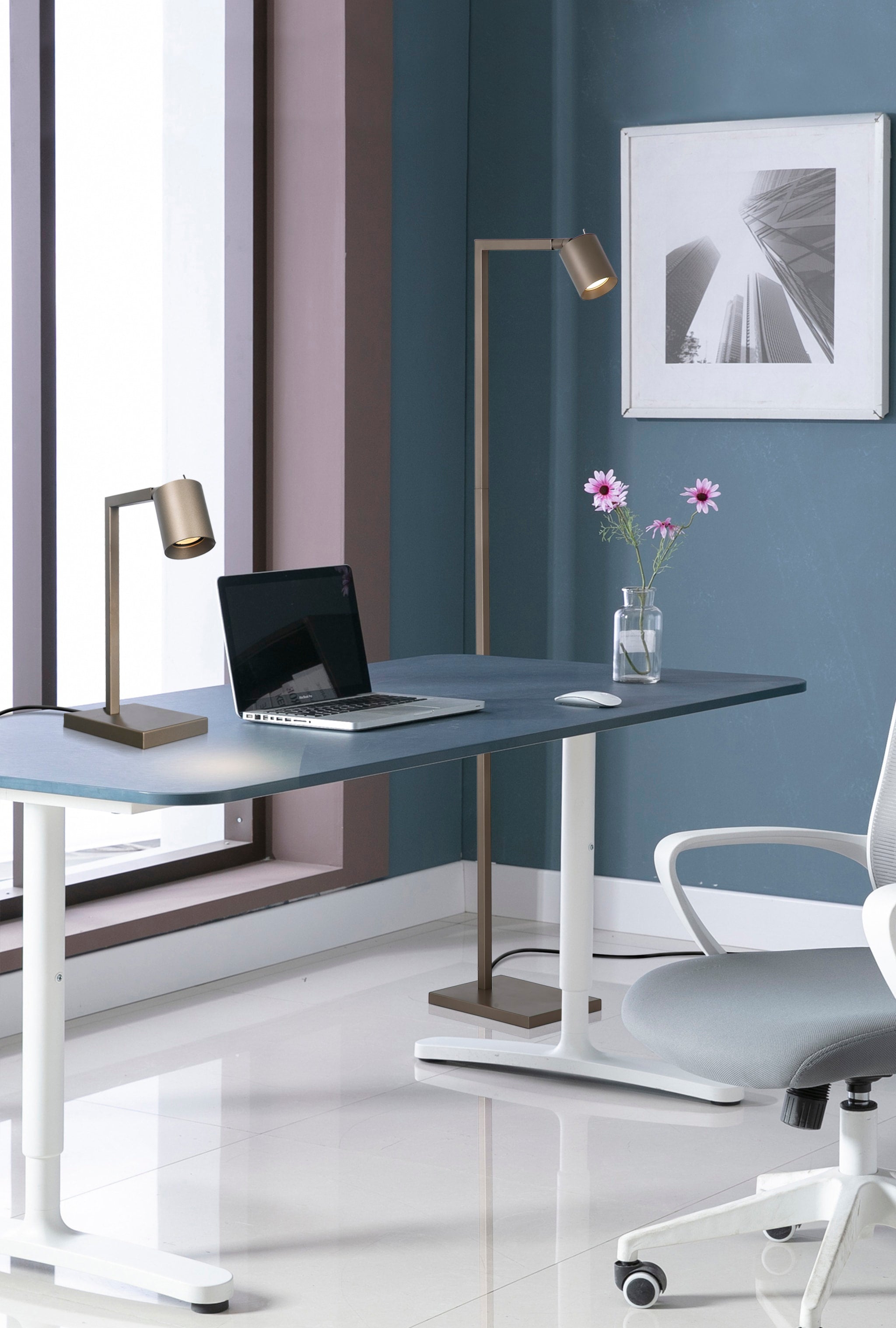 Office 1Lt Floor Lamp, Latte Metal