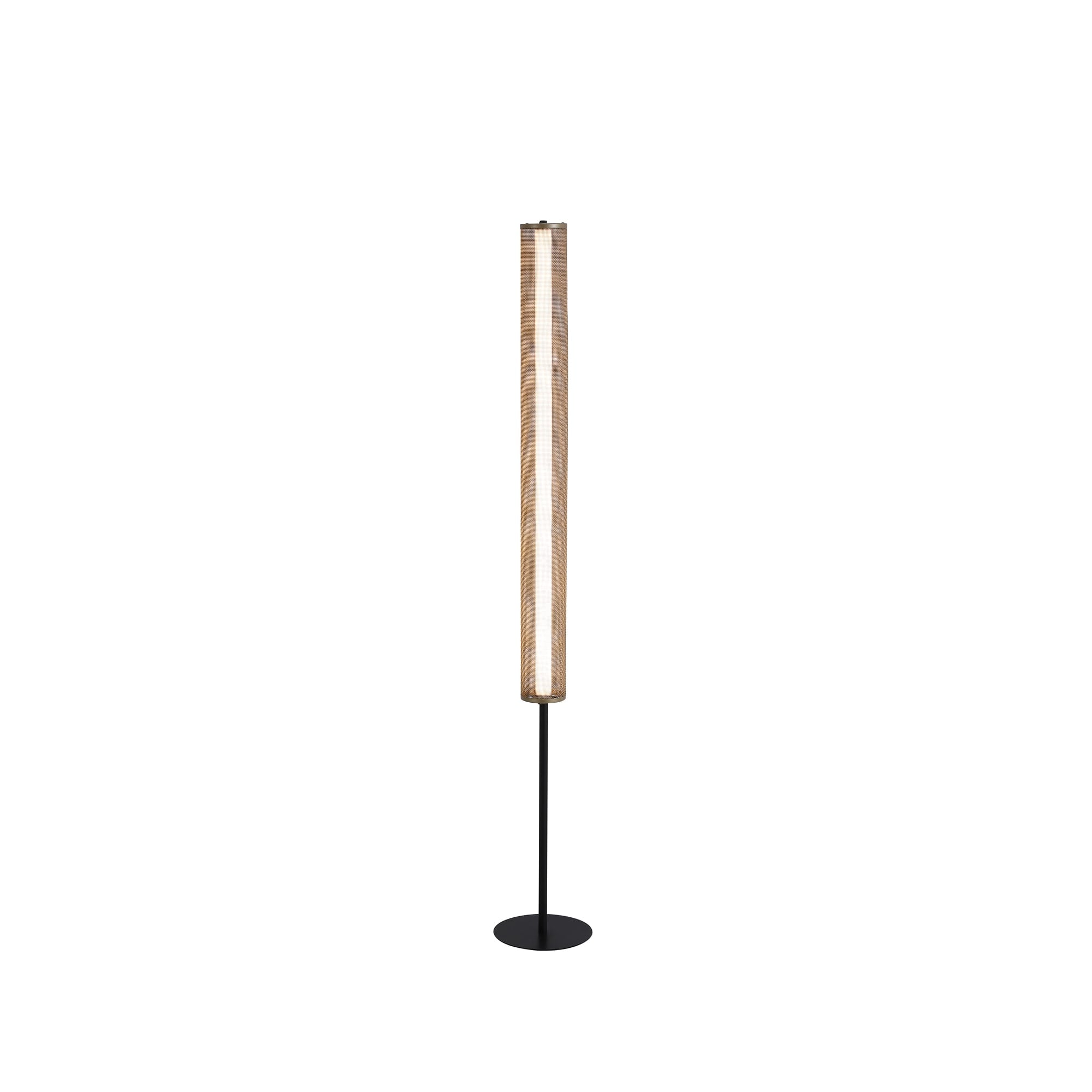 Thread LED Floor Lamp, Gold Mesh and Matt Black Metal