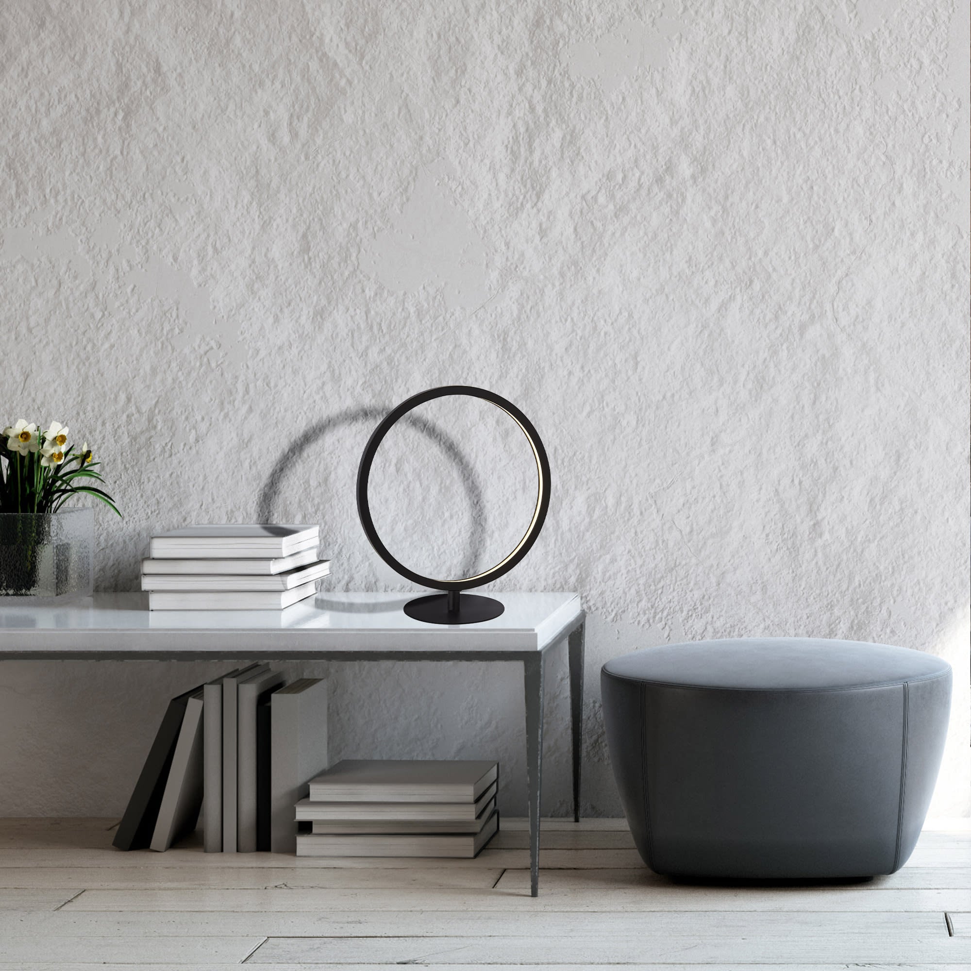 Cirque Ring Table Lamp - Black Metal & Opal Silicon