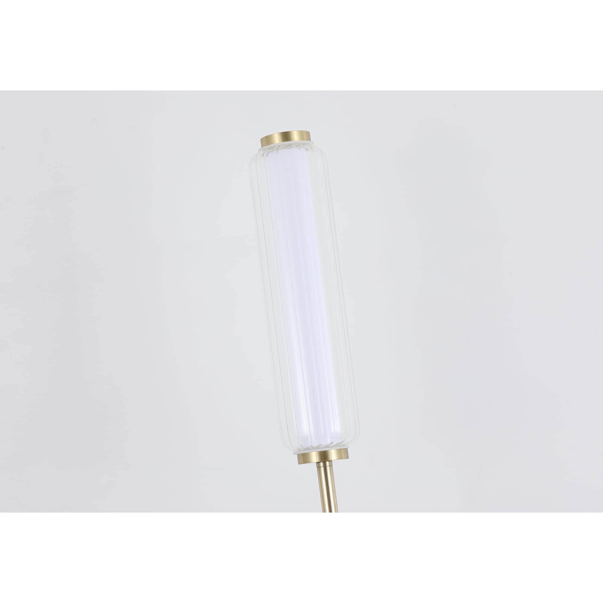Mod LED Floor Lamp, Satin Brass Metal, Opal Acrylic & Clear