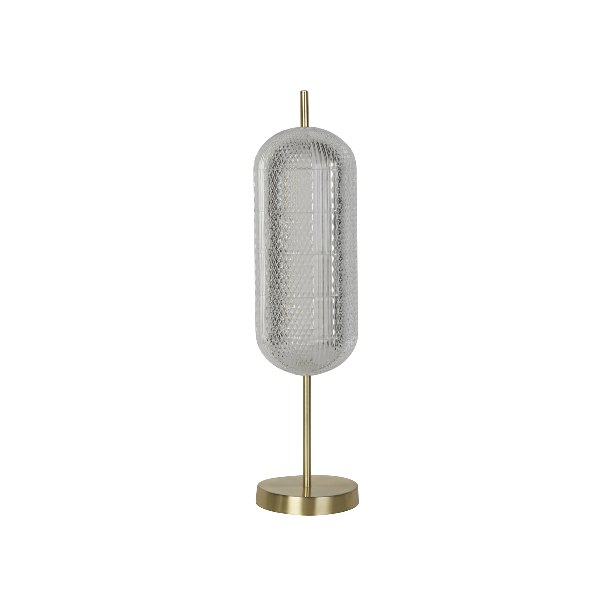 Capsule LED Table Lamp, Satin Brass Metal and Acrylic Shade