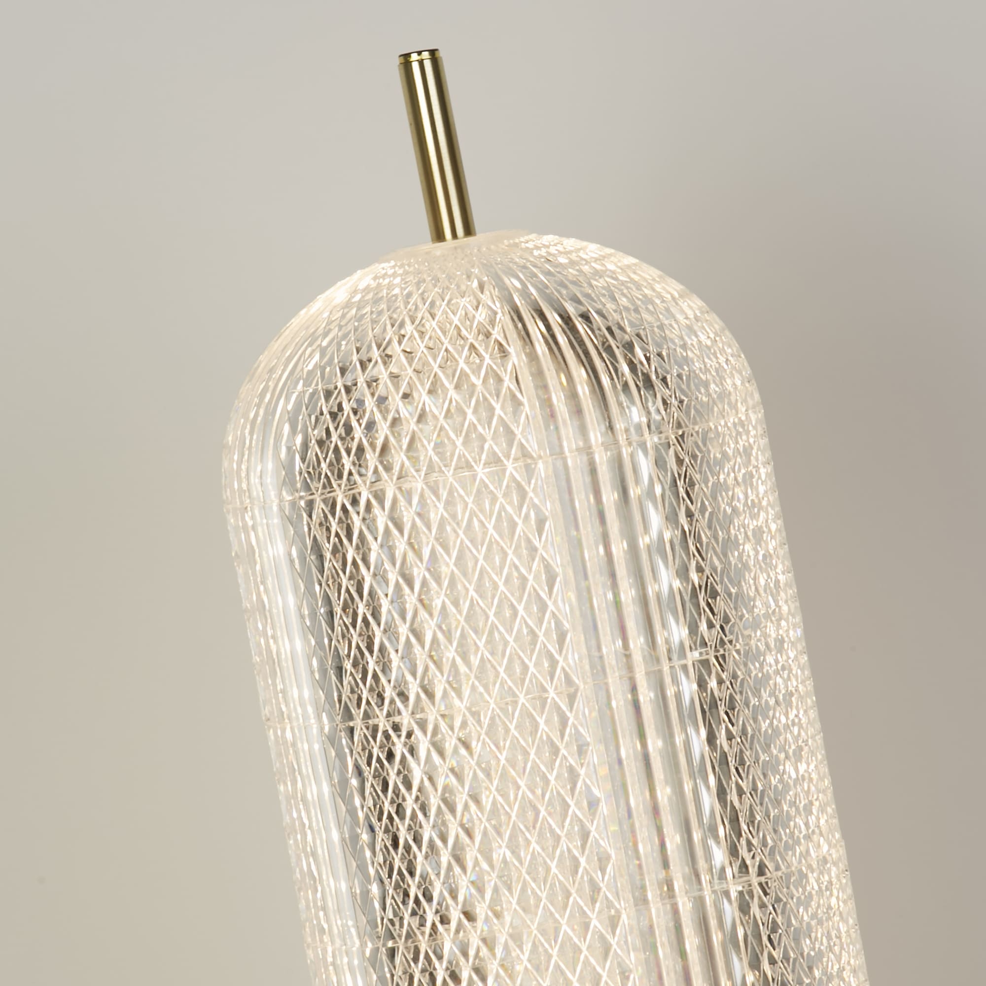 Capsule LED Table Lamp, Satin Brass Metal and Acrylic Shade